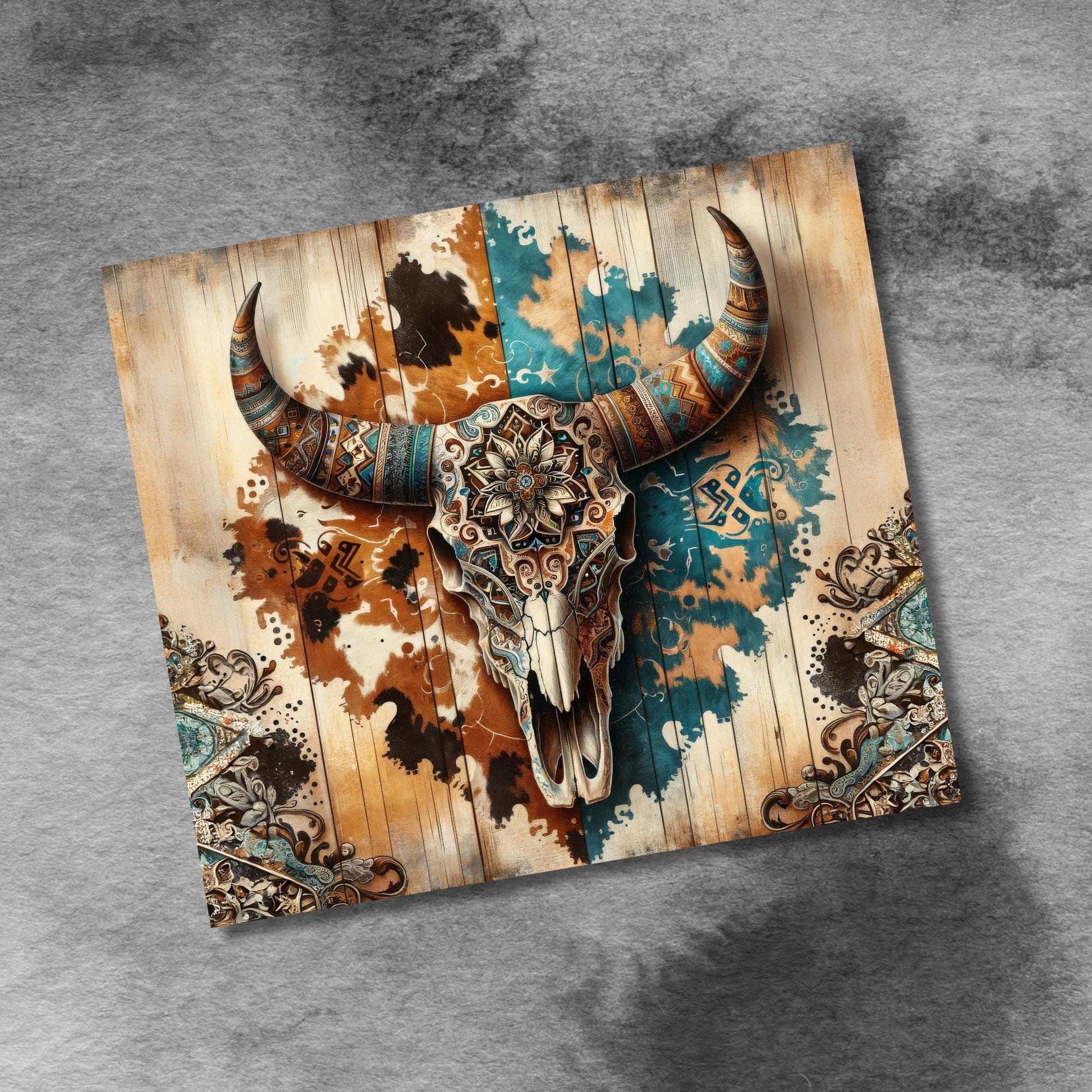 Western Cowgirl Bull Cow Skull 20oz Tumbler Sublimation Design,Straight PNG Digital Download Country Sublimation 20 oz Tumbler Wrap