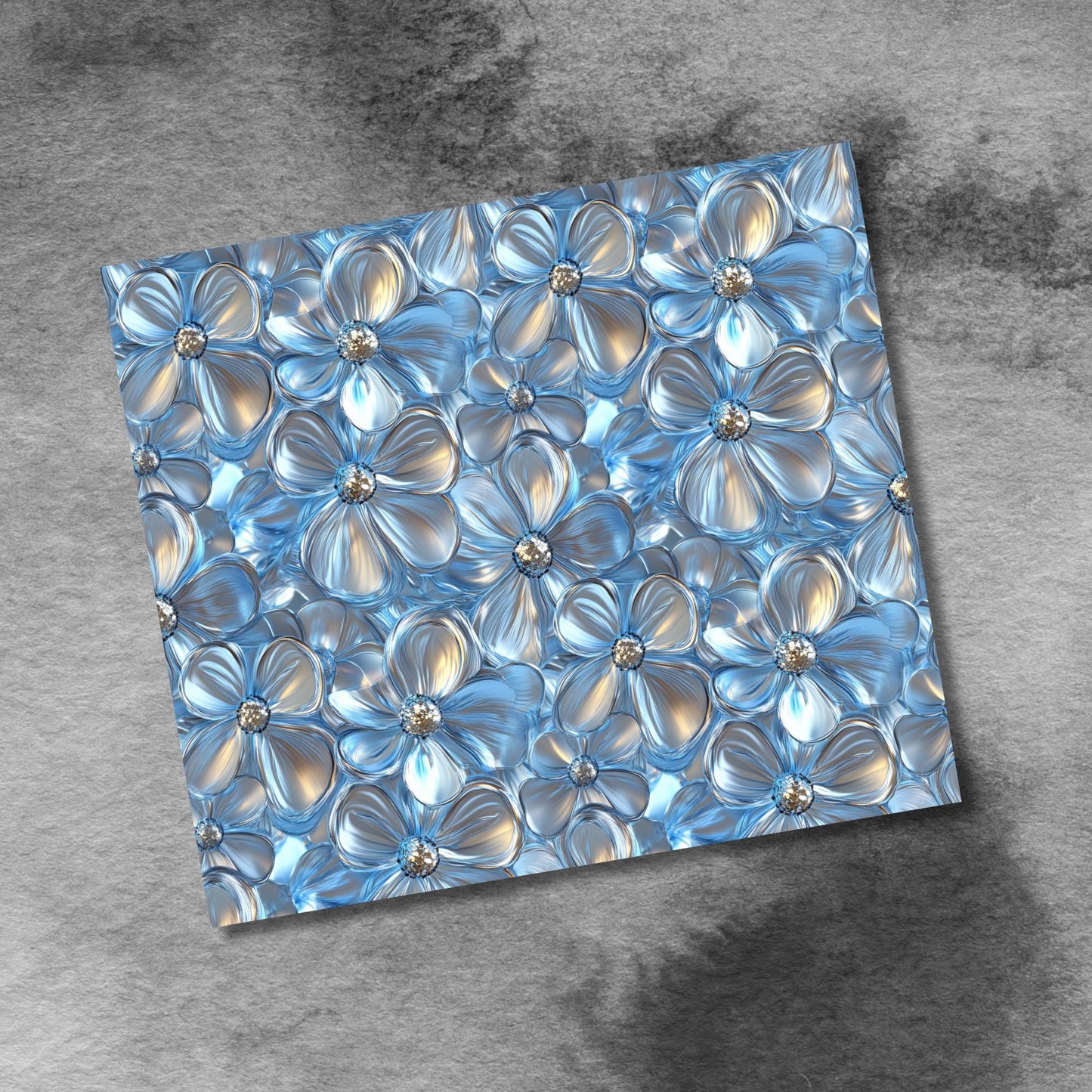 3D Silver Daisy Flowers Disco Balls 20oz Tumbler Wrap Png Tumbler Glitter Disco Spring Floral Tumbler Seamless Sublimation Design