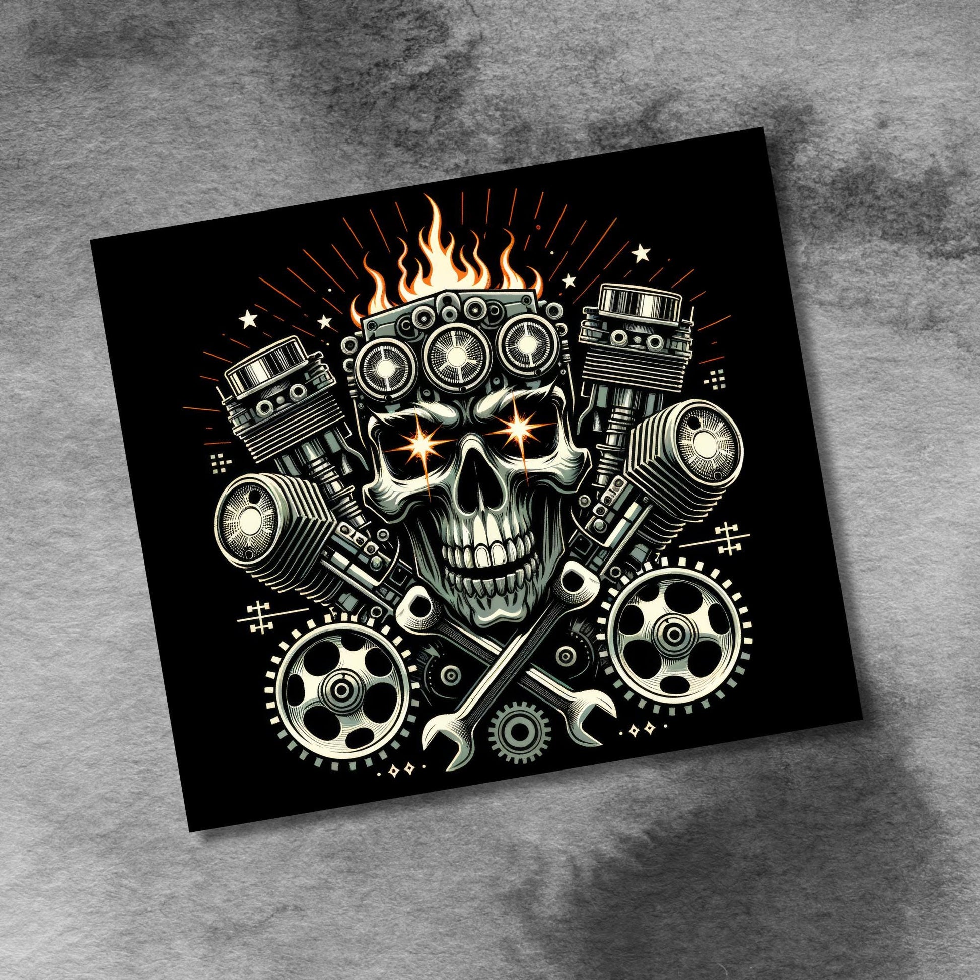 Motorcycle Skull Tumbler Wrap, 20oz Skinny Tumbler Png, Seamless, Ride or Die Skull , Straight Tumbler Wrap