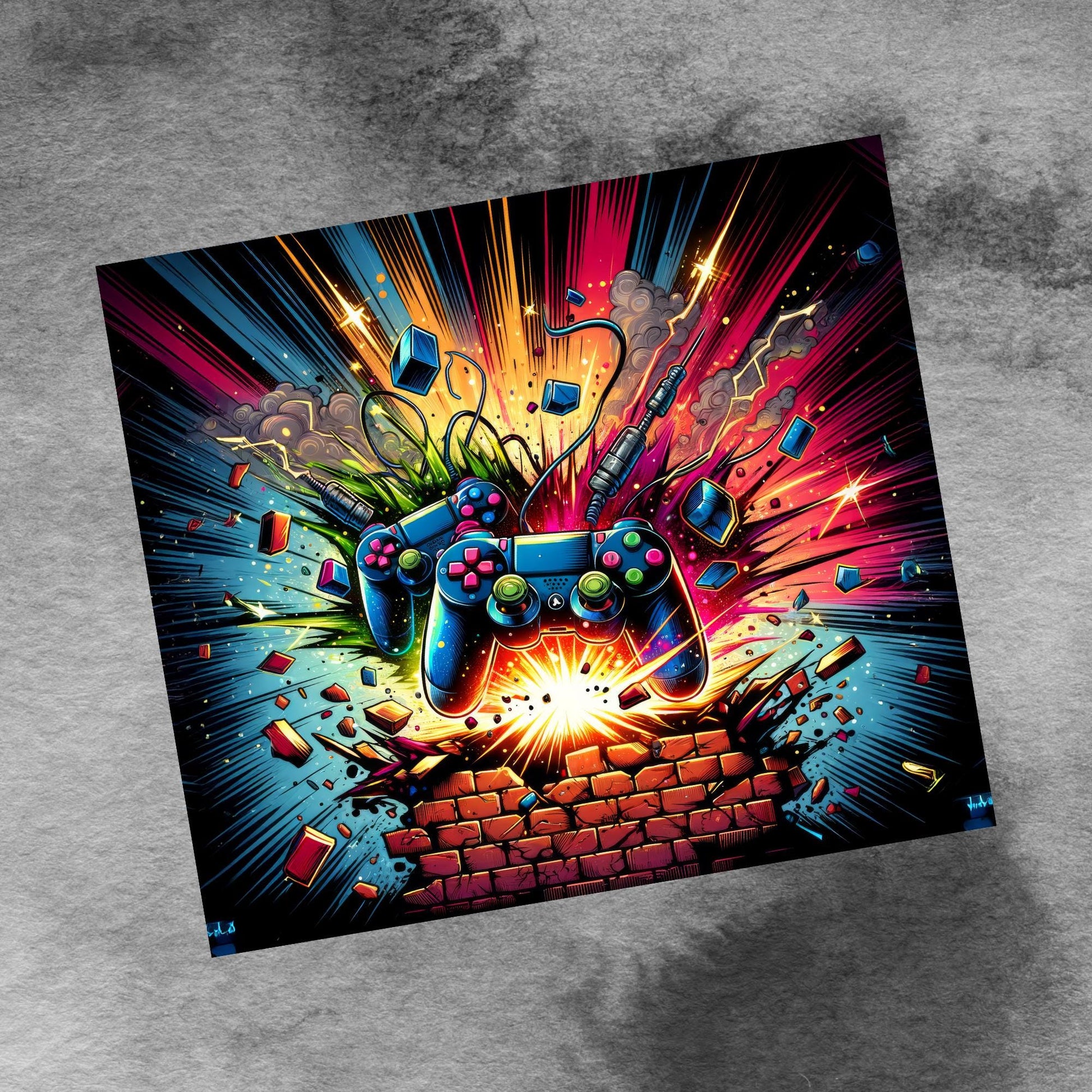 Gamer Controller png , 20 Oz Skinny Tumbler Seamless Png Sublimation, Neon Video Game Controller 20oz Tumbler Wrap Png Digital Download