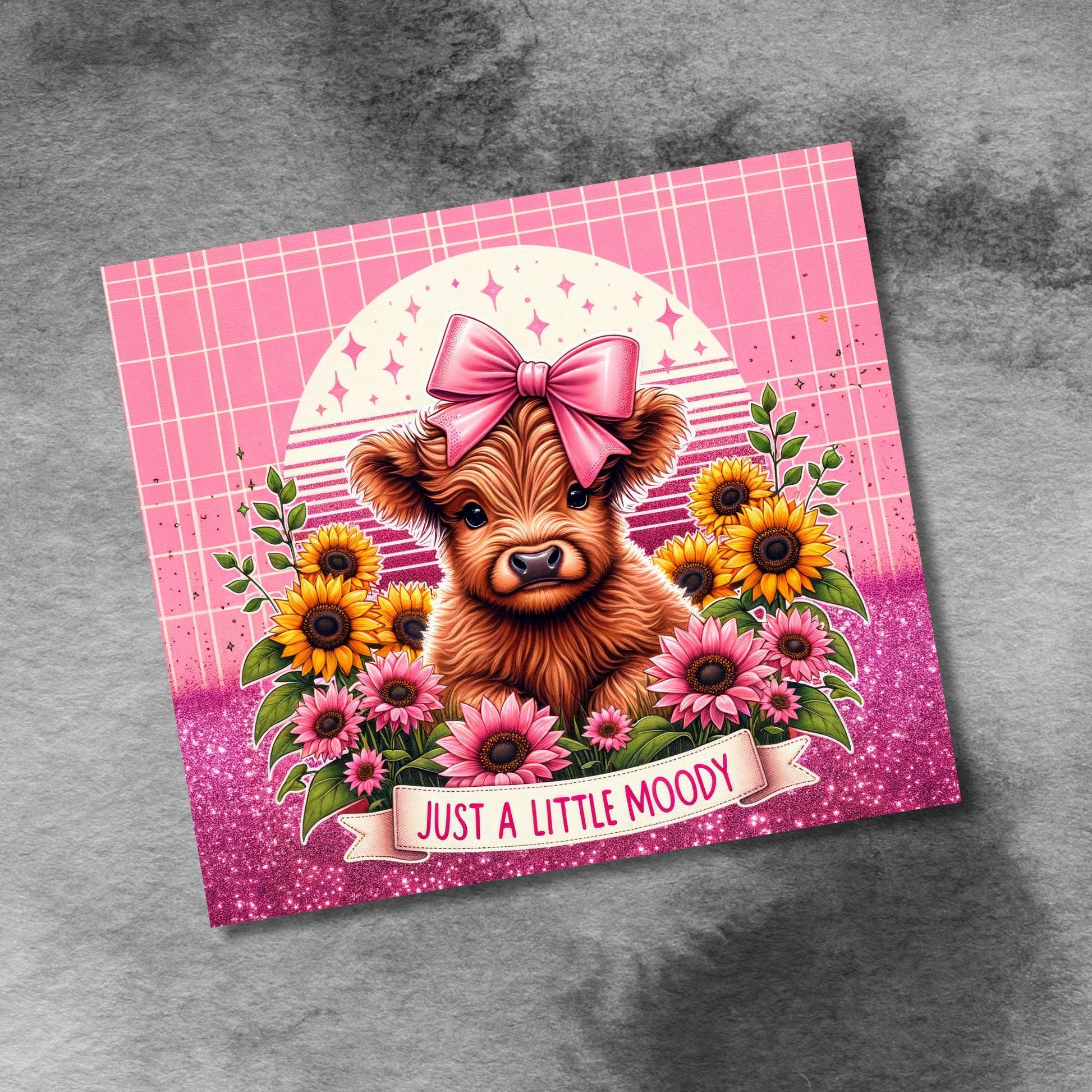 Cute Highland Cow Sarcasm 20oz Skinny Tumbler Wrap Sublimation Design, Just a Little Moody Seamless Tumbler Wrap PNG, Digital Download