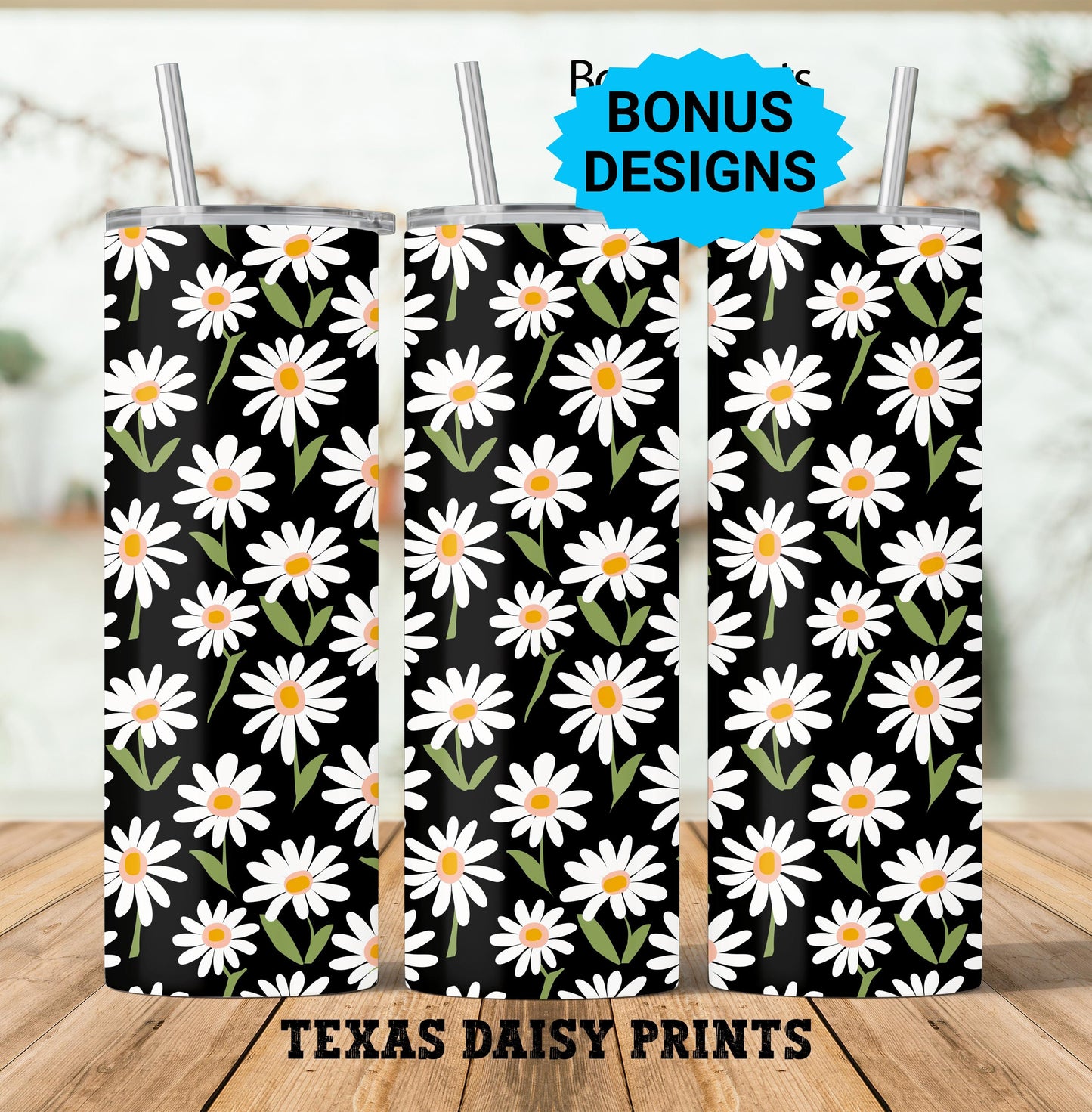 Spring Flower Daisies 20oz Tumbler Wrap Background Seamless Sublimation Design Templates,Straight PNG Digital Download