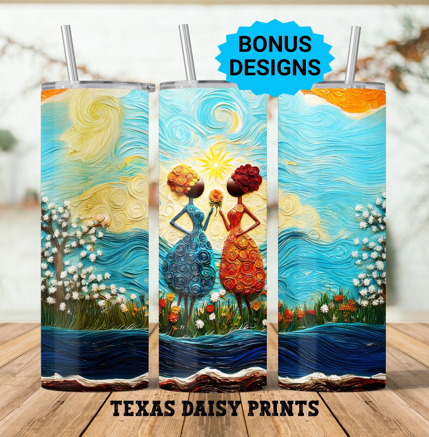 Best Friends Flower Garden 20oz Tumbler Png, Sister Love Seamless Sublimation Design Templates, PNG Digital Download