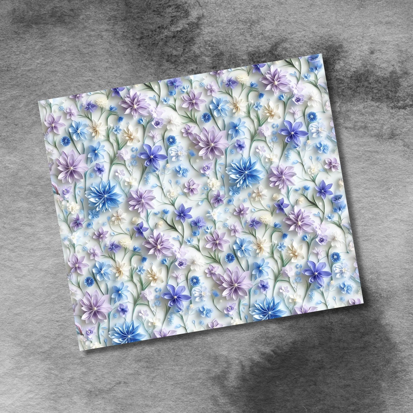 3D WildFlowers 20oz Skinny Tumbler Wrap, Purple & Blue Seamless Wild Flowers Tumbler Png Floral 20 Oz Tumbler Png Sublimation Design