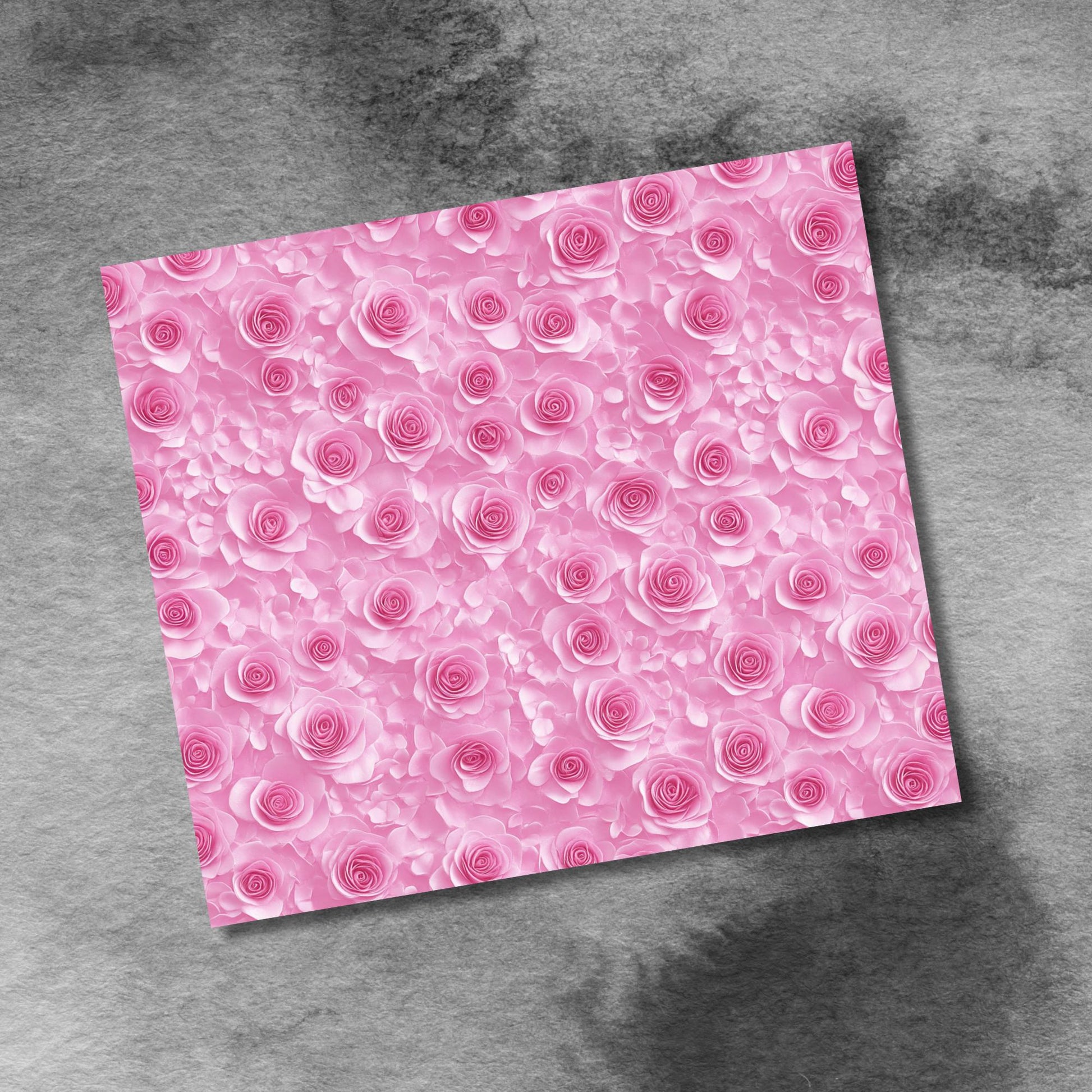 Pink Roses Flowers 20oz Skinny Tumbler Wrap, Seamless Flowers Tumbler 20 Oz Tumbler Sublimation Design