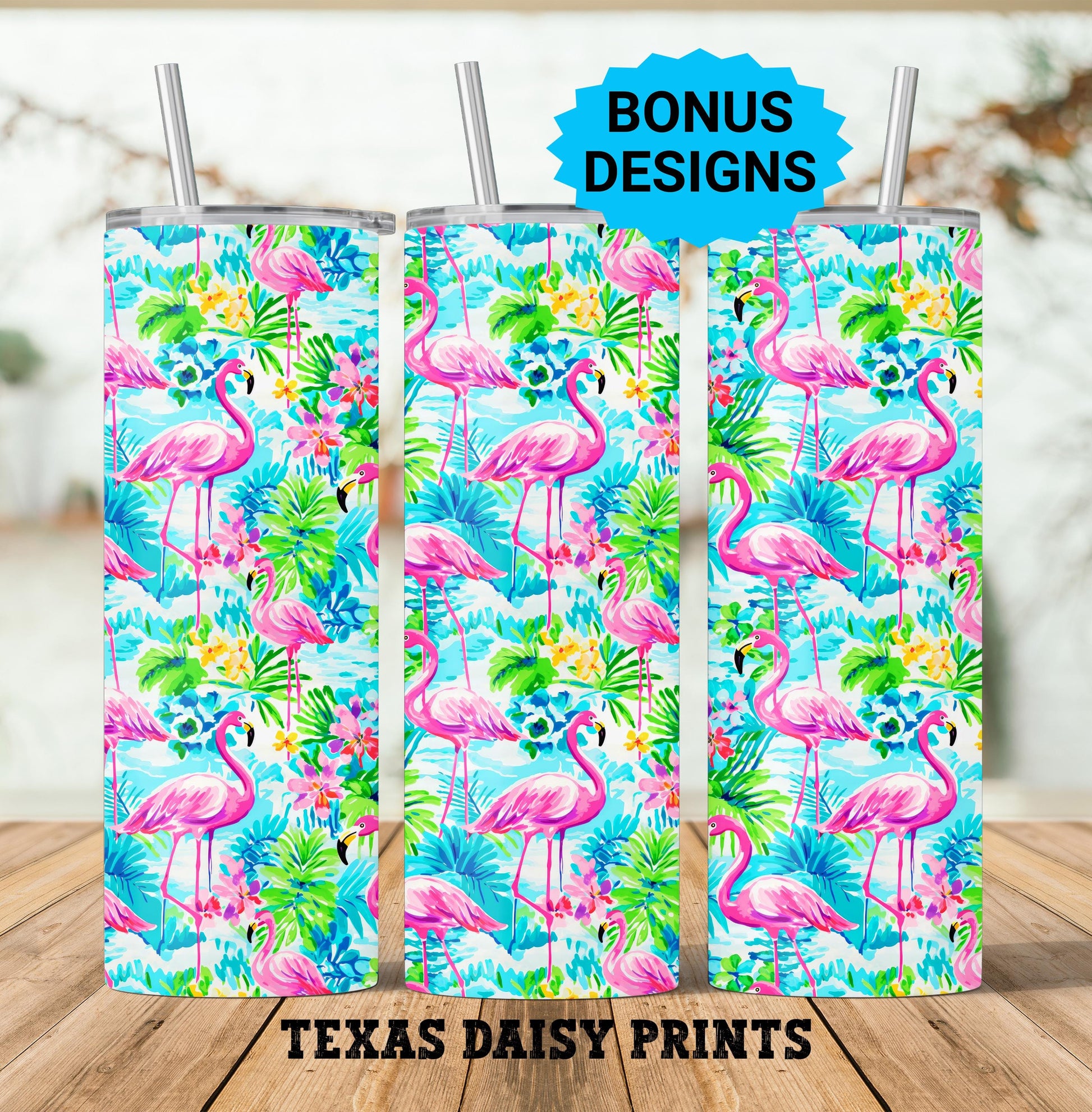 Flamingo Tropical Flowers 20oz Tumbler Png,Seamless Palm Trees Sublimation Design Templates,Straight PNG Digital Download