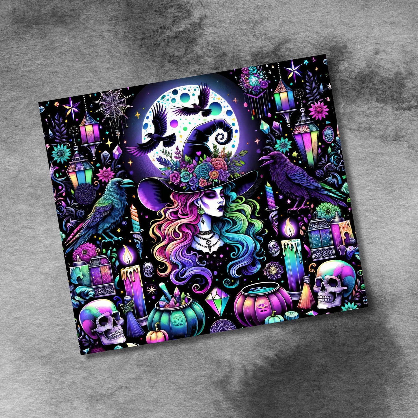 Witch Tumbler Wrap, 20 oz Skinny Tumbler Sublimation Design, Halloween Tumbler Wrap, Happy Halloween PNG, Cauldron Tumbler, Digital Download