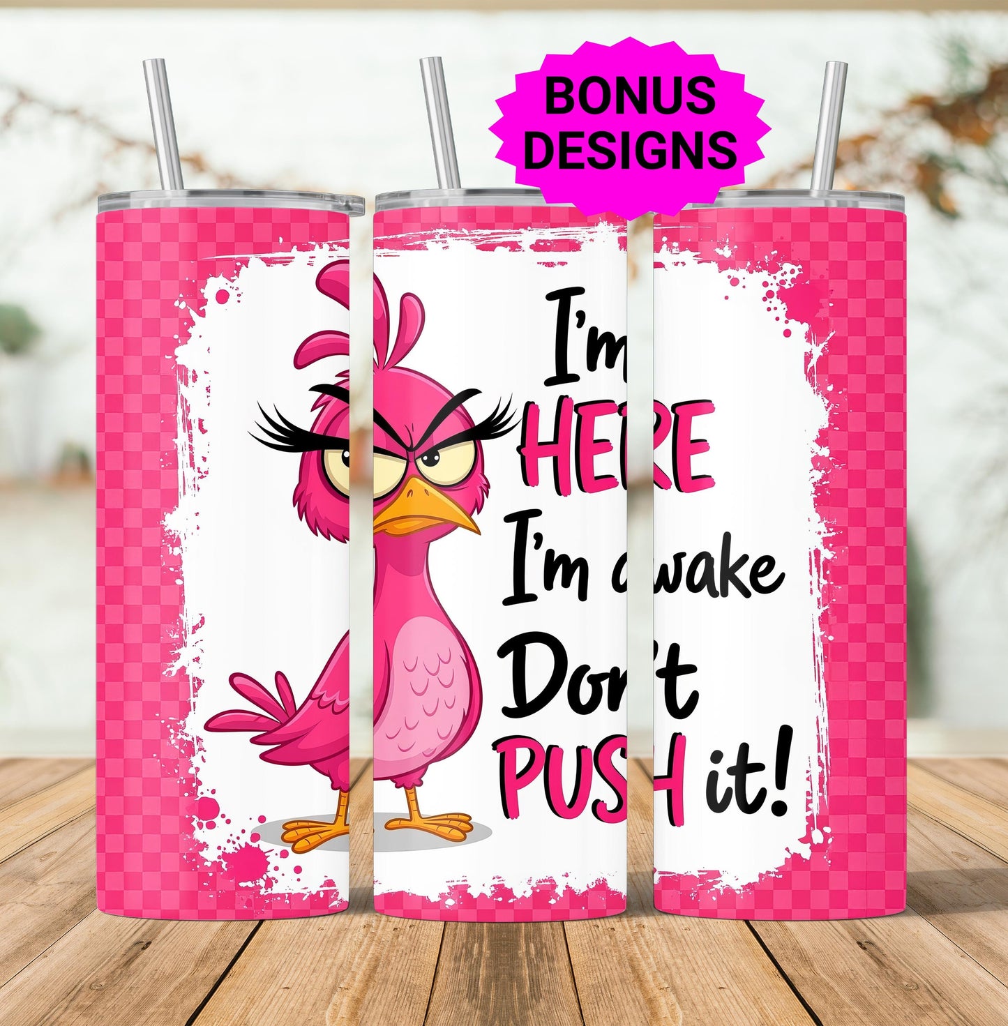 Sarcastic Quote 20oz Skinny Tumbler Wrap, Seamless Birds Funny Sublimation Design 20 oz skinny Tumbler Png