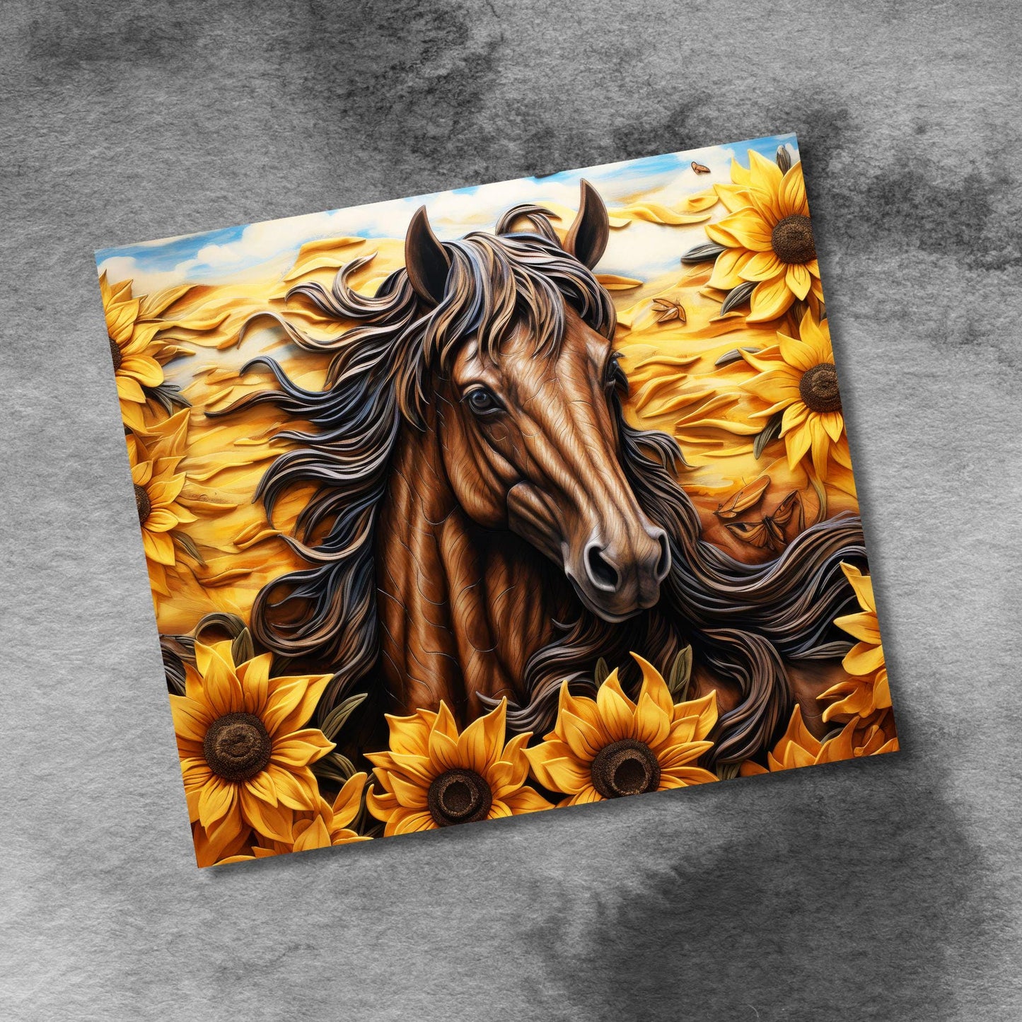 Rustic Horse Tooled Leather 20oz Skinny Tumbler, Seamless Country Western 20 oz Straight Skinny Tumbler Wrap PNG