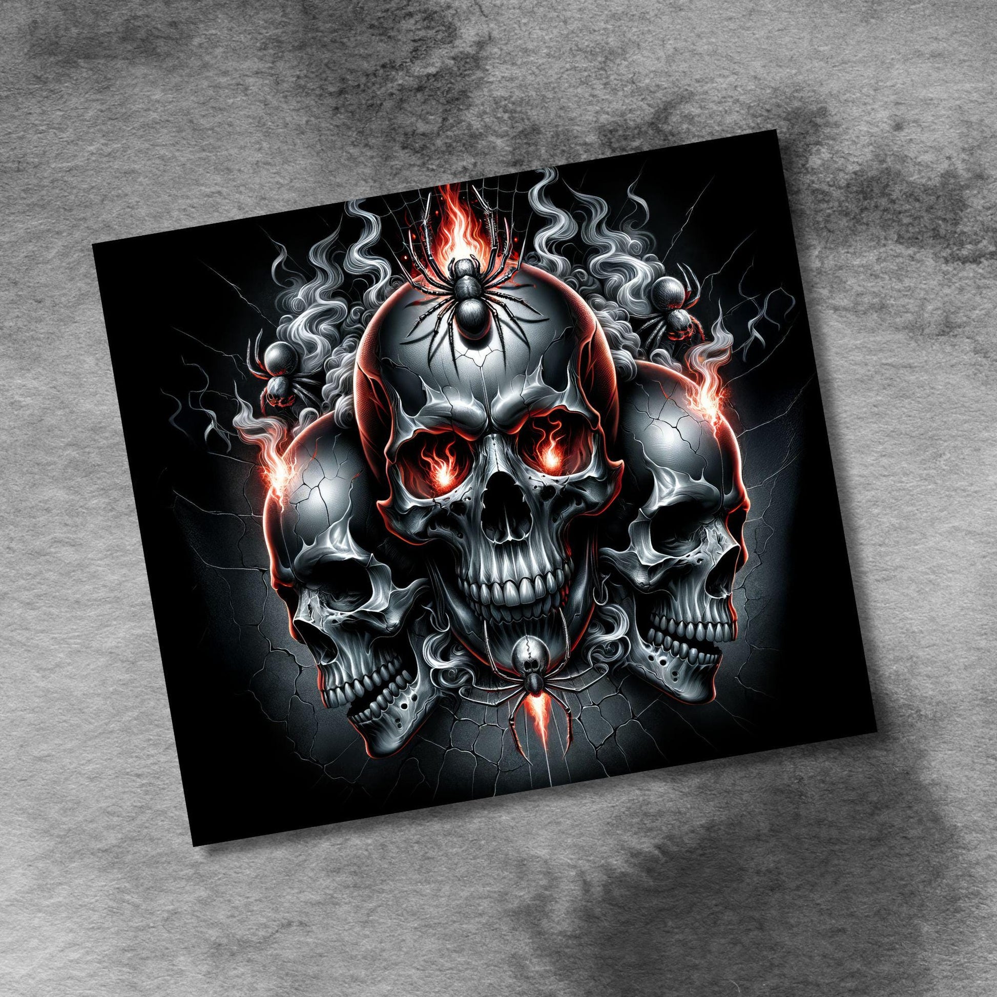 Gothic Skull Spiders Tumbler Wrap, 20oz Skinny Tumbler Png, Halloween Skulls Spiders Seamless, 20 oz Straight Tumbler Wrap