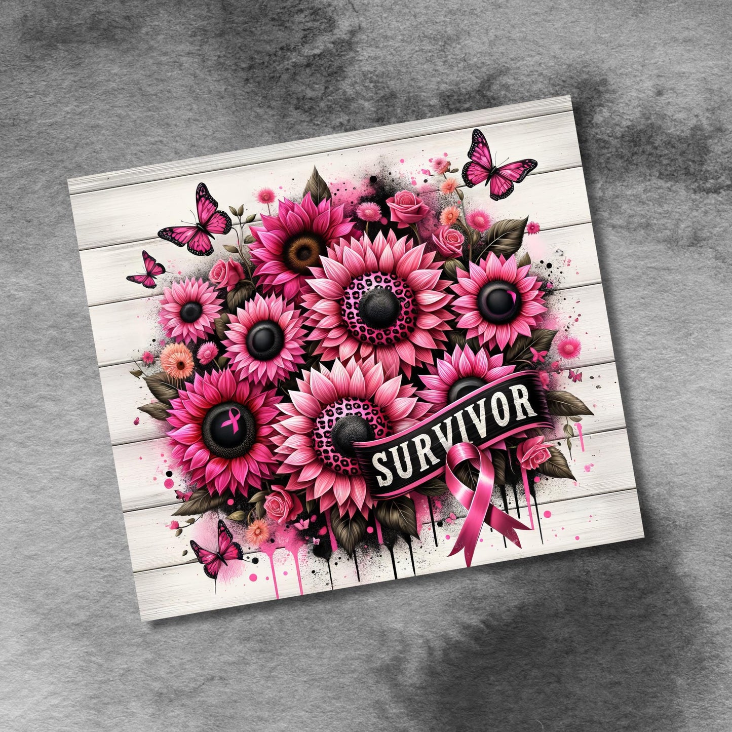 Breast Cancer Survivor 20 oz Skinny Tumbler Seamless Sublimation Design Digital Download PNG, Pink Ribbon Awareness Tumbler