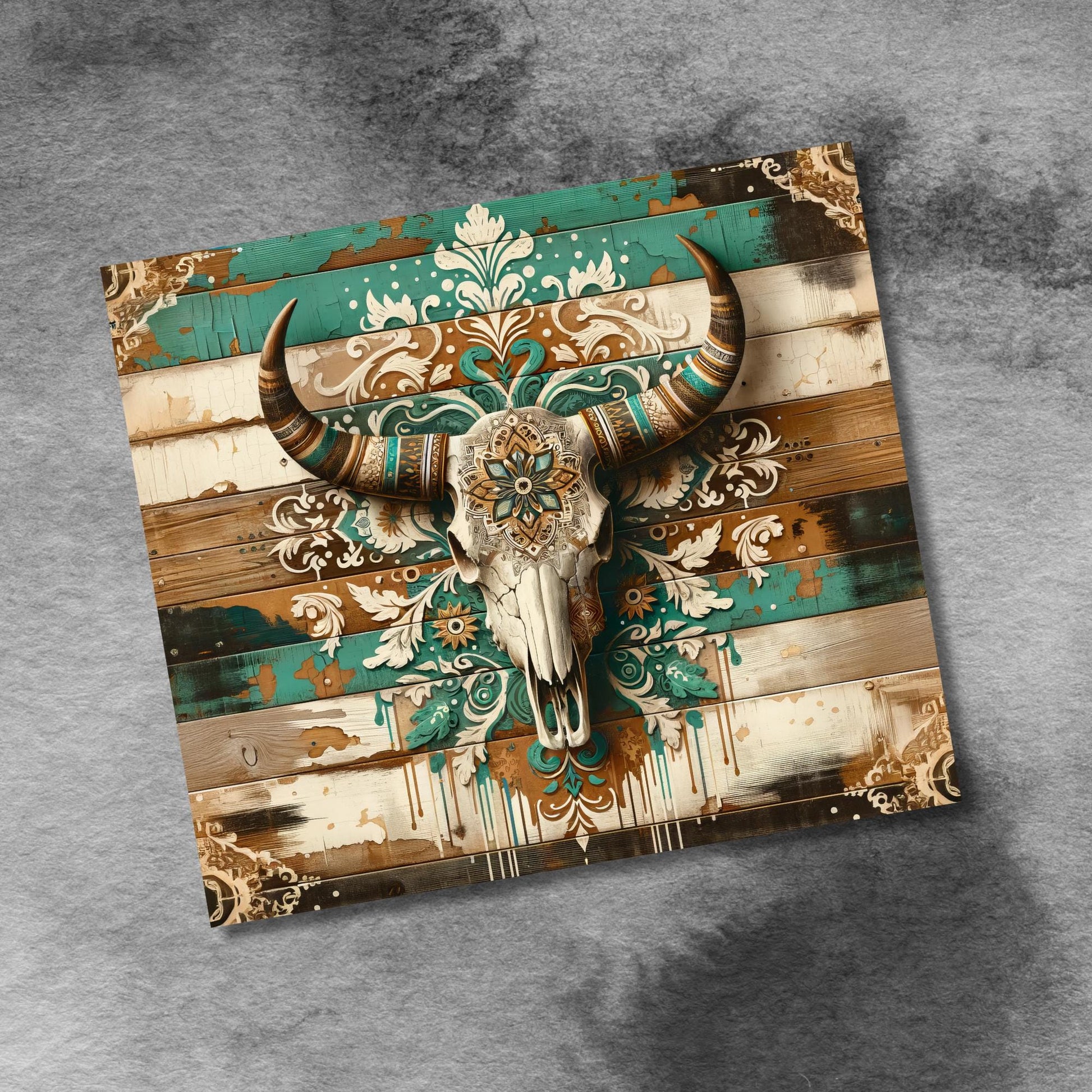 Western Cowgirl Bull Cow Skull 20oz Tumbler Design Seamless Country Sublimation 20 oz Tumbler Wrap Downloads