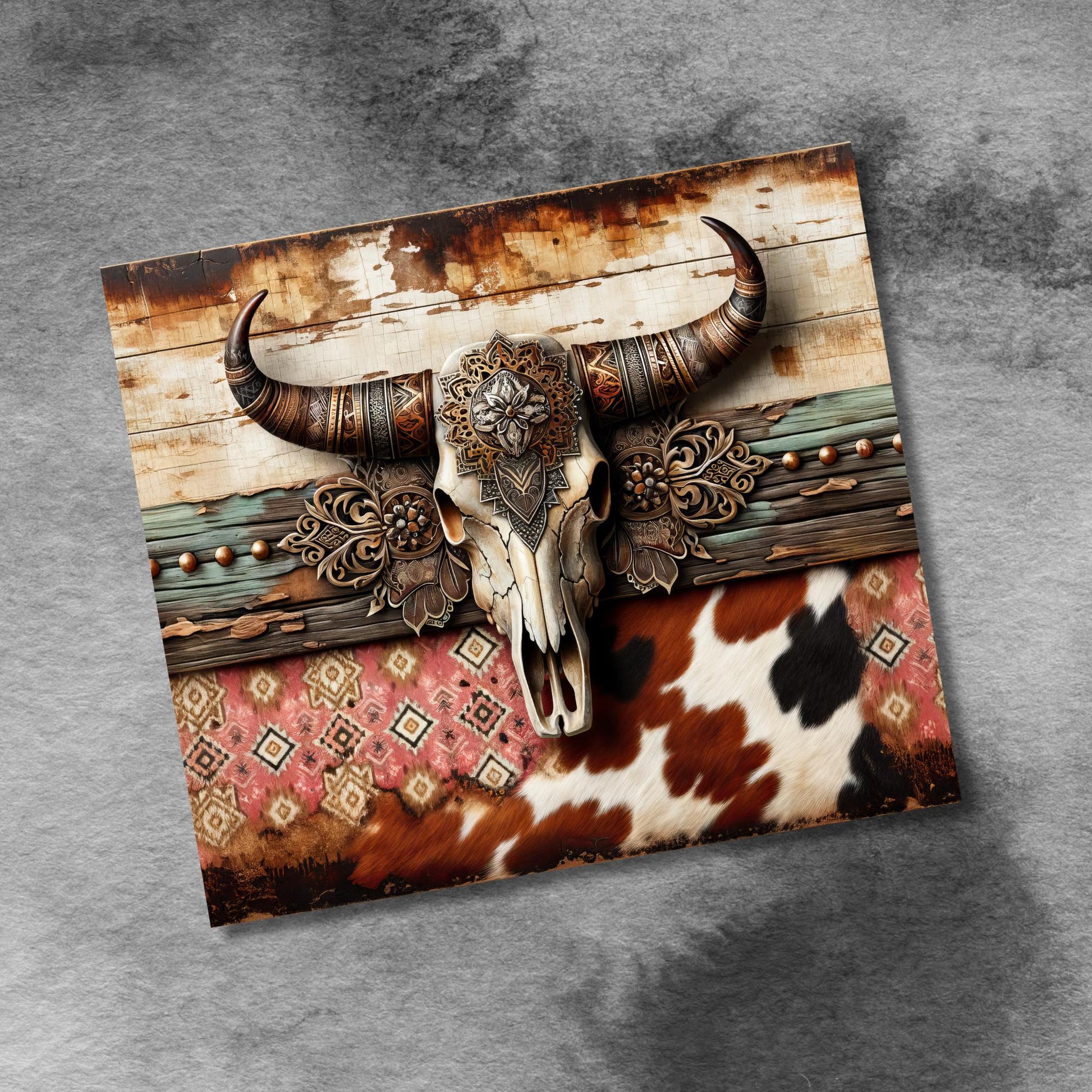 Western Cowgirl Bull Cow Skull 20oz Tumbler Design Seamless Country Sublimation 20 oz Tumbler Wrap Downloads