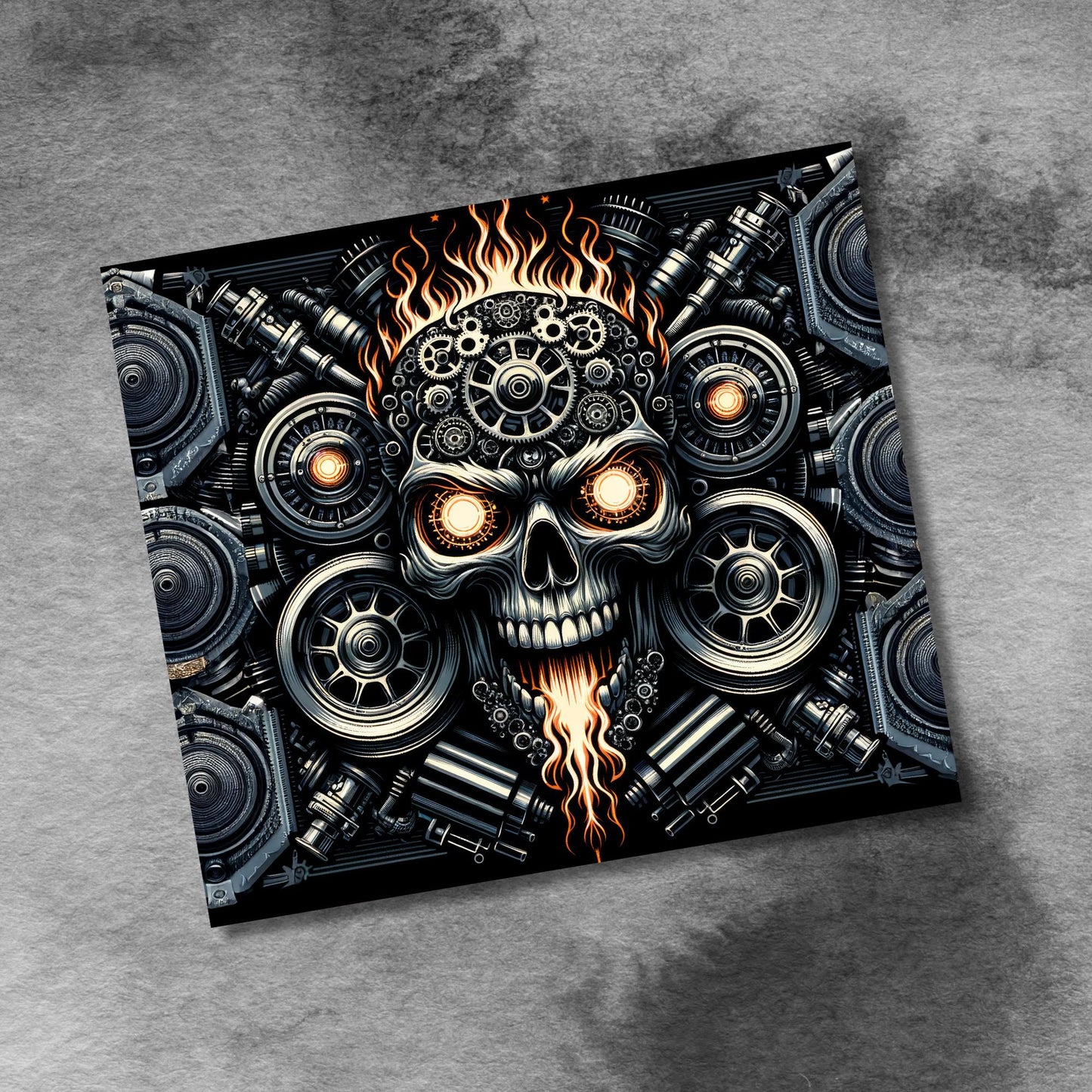 Motorcycle Skull Tumbler Wrap, 20oz Skinny Tumbler Png, Seamless, Ride or Die Skull , Straight Tumbler Wrap