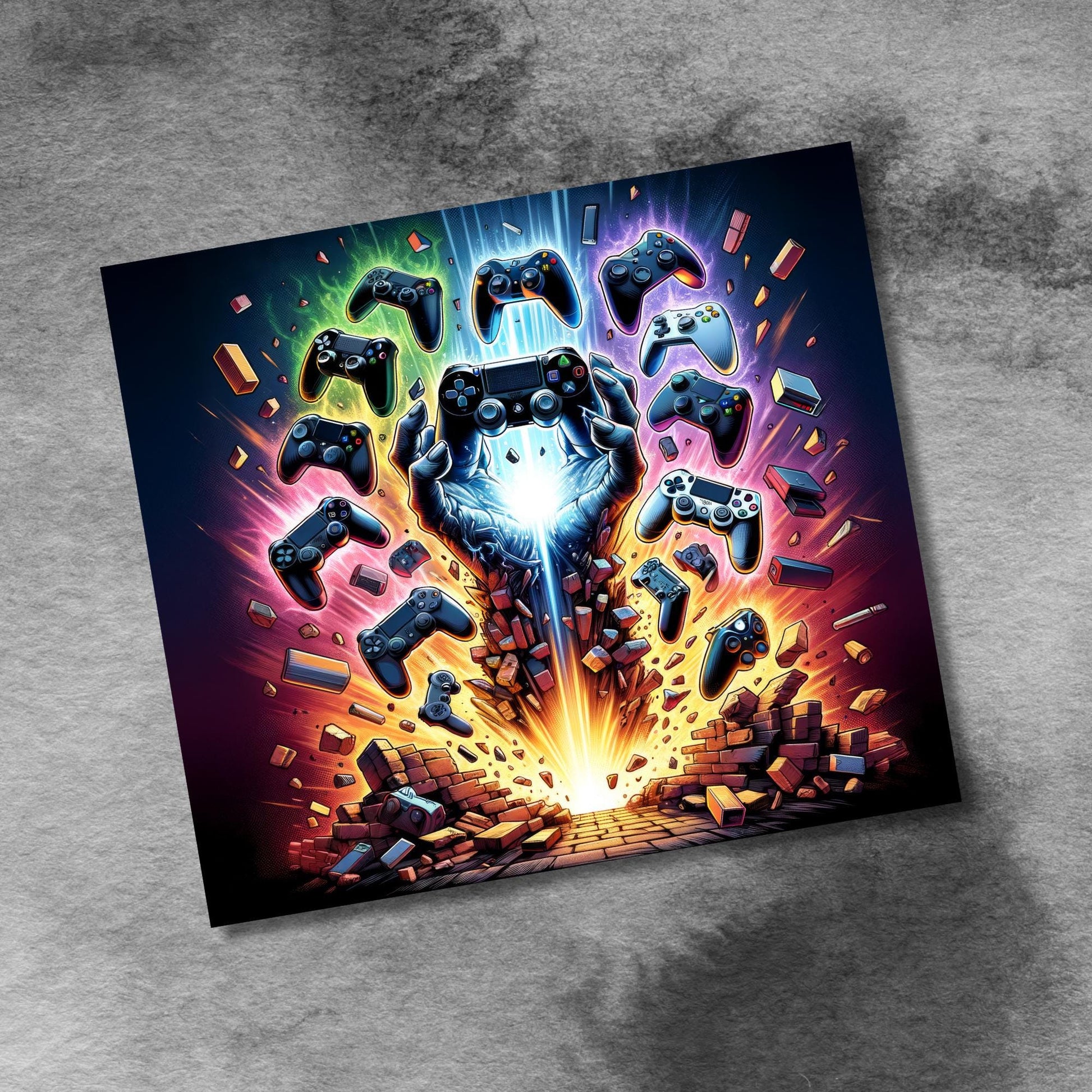 Gamer Controller png , 20 Oz Skinny Tumbler Seamless Png Sublimation, Neon Video Game Controller 20oz Tumbler Wrap Png Digital Download