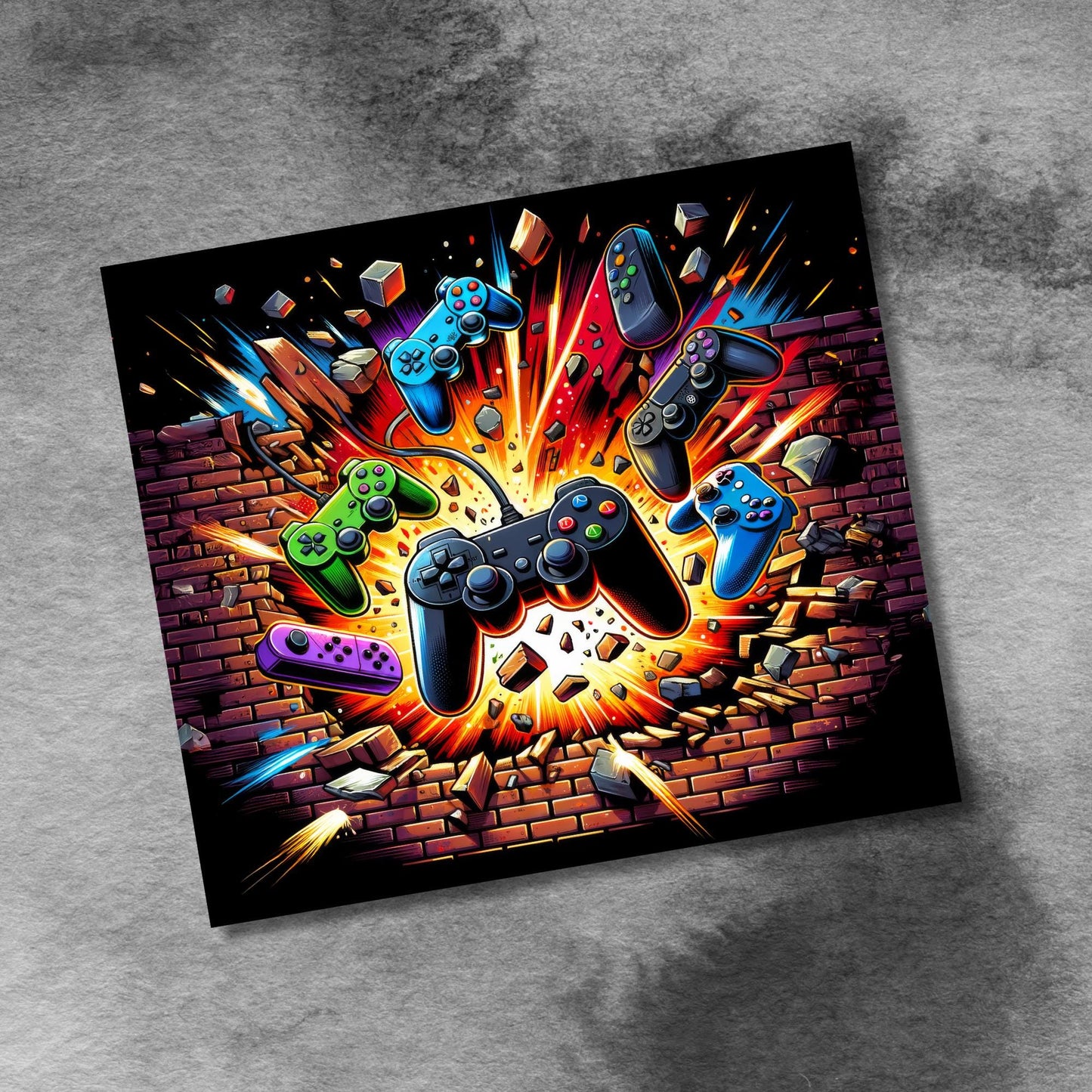 Gamer Controller png , 20 Oz Skinny Tumbler Seamless Png Sublimation, Neon Video Game Controller 20oz Tumbler Wrap Png Digital Download