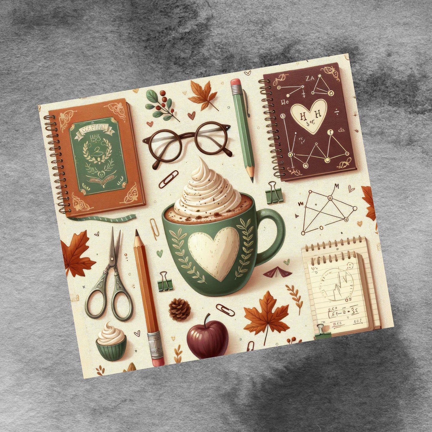 Cute Teacher Themed Tumbler Wrap, Study Vibes Teacher 20oz Skinny Sublimation Design for and Educators Digital Download PNG