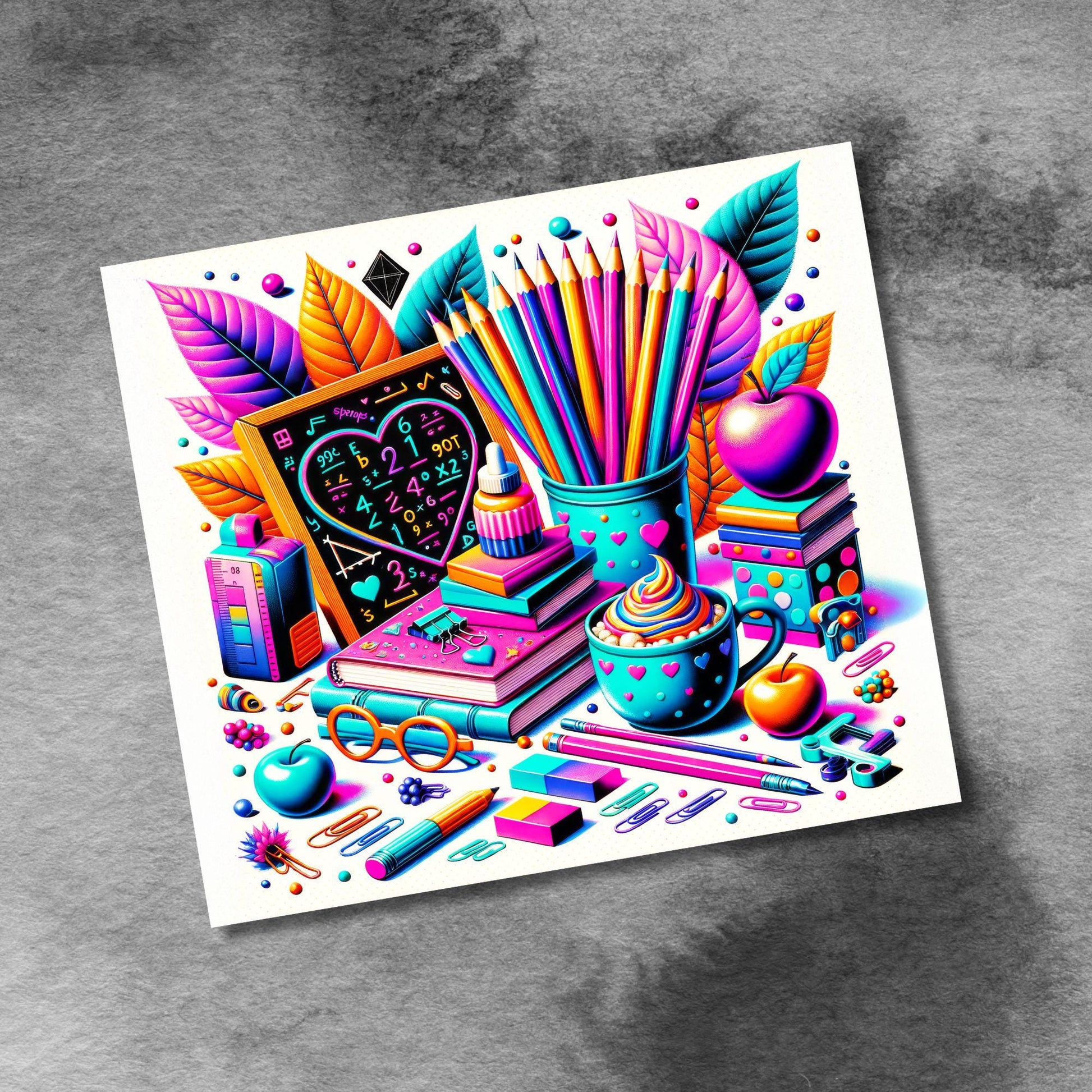 Cute Teacher Themed Tumbler Wrap, Retro Bold Teacher 20oz Seamless Skinny Sublimation Design for and Educators Digital Download PNG