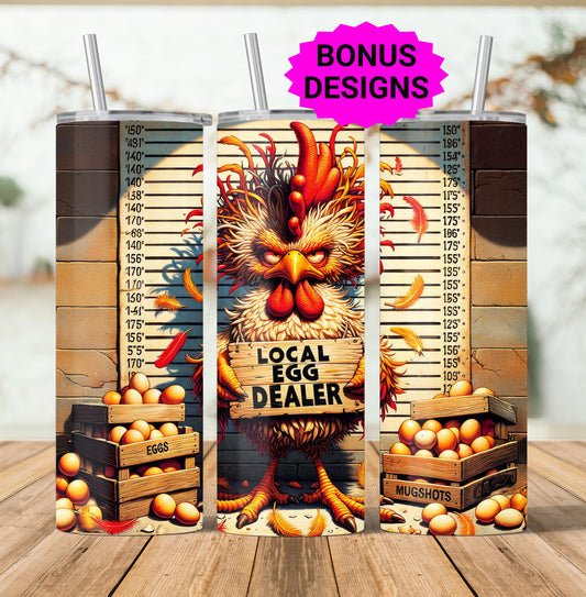 Local Egg Dealer 20oz Tumbler Wrap, Cute Farmer, Chicken Lover 20 oz Seamless Skinny Sublimation Design Digital Download PNG
