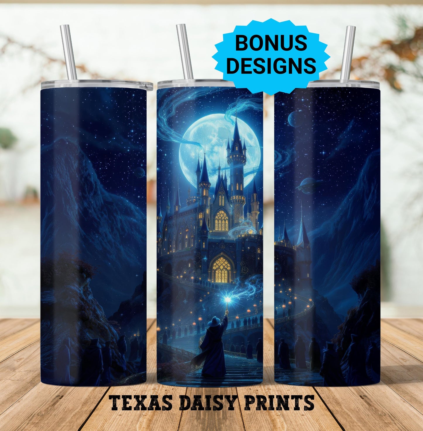 Whimsical Wizard School 20oz Tumbler Wrap Skinny PNG, Seamless Magic Wizard Tumbler Design, Wizard School, Digital Download