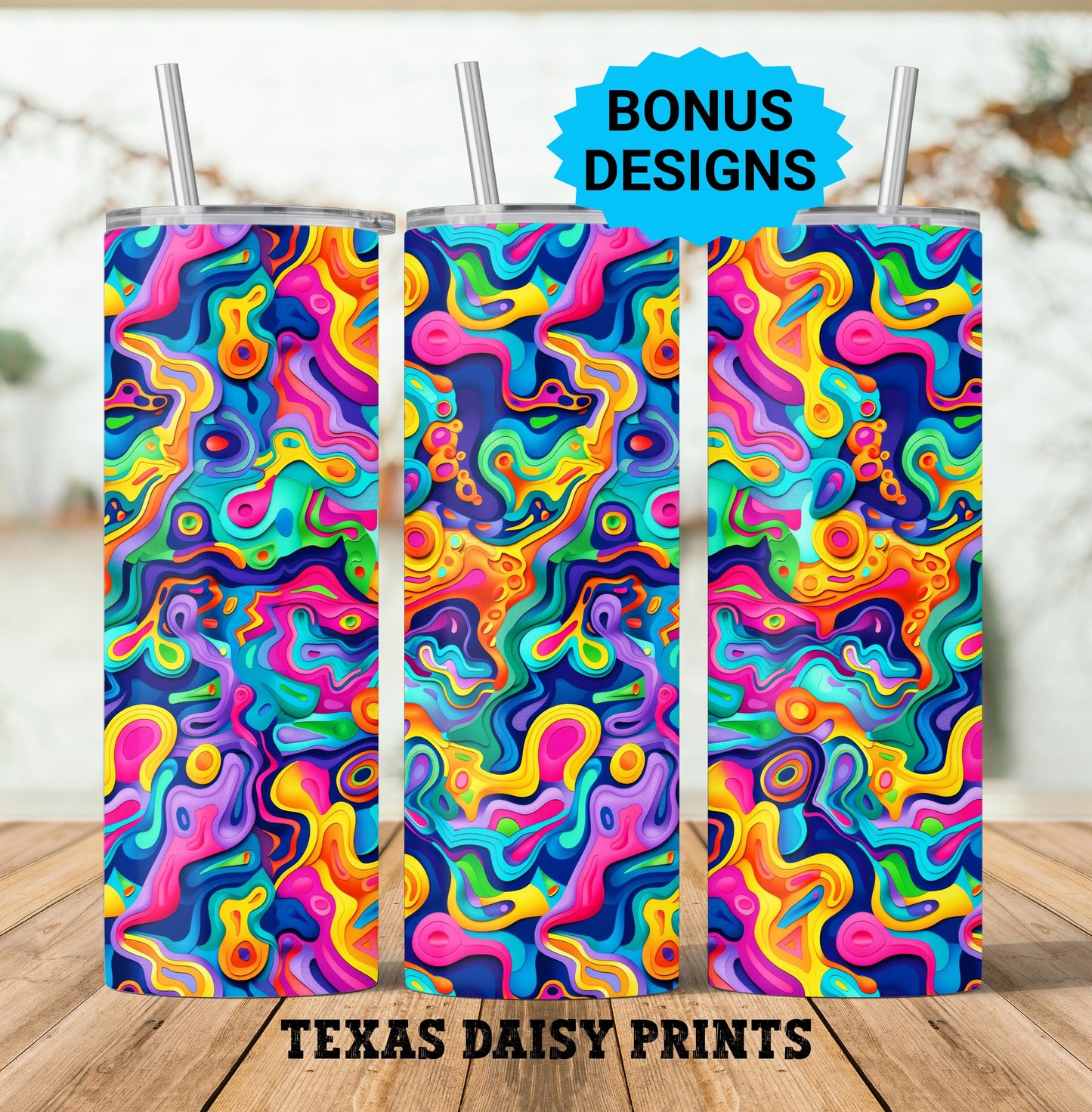 3D Rainbow Puzzle 20oz Tumbler Wrap Sublimation Design Templates, 20 oz Tumbler Seamless Straight PNG Digital Download