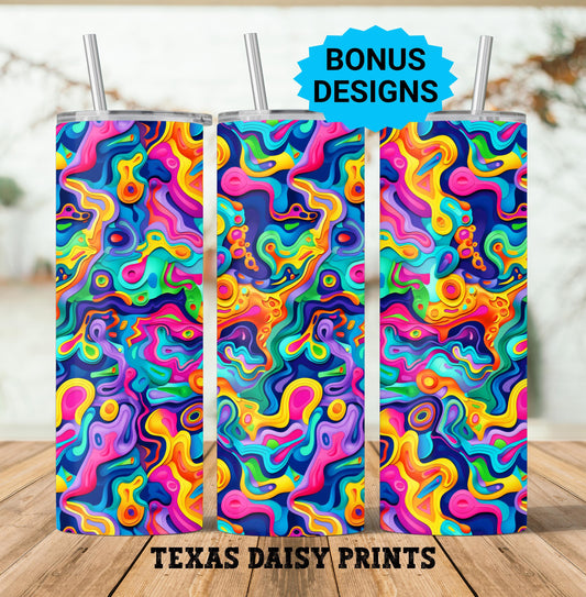 3D Rainbow Puzzle 20oz Tumbler Wrap Sublimation Design Templates, 20 oz Tumbler Seamless Straight PNG Digital Download