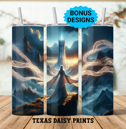 Fantasy Magical Aes Sedai Weaving of Magic 20 oz Skinny Tumbler Seamless Sublimation Wrap Design Digital Download PNG Instant DIGITAL ONLY