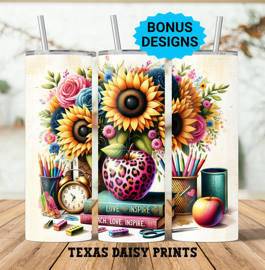 Teacher Life Tumbler Wrap, School Teaching 20 oz Skinny Tumbler Seamless Sublimation Design Digital Instant Download PNG, Tumbler Wrap