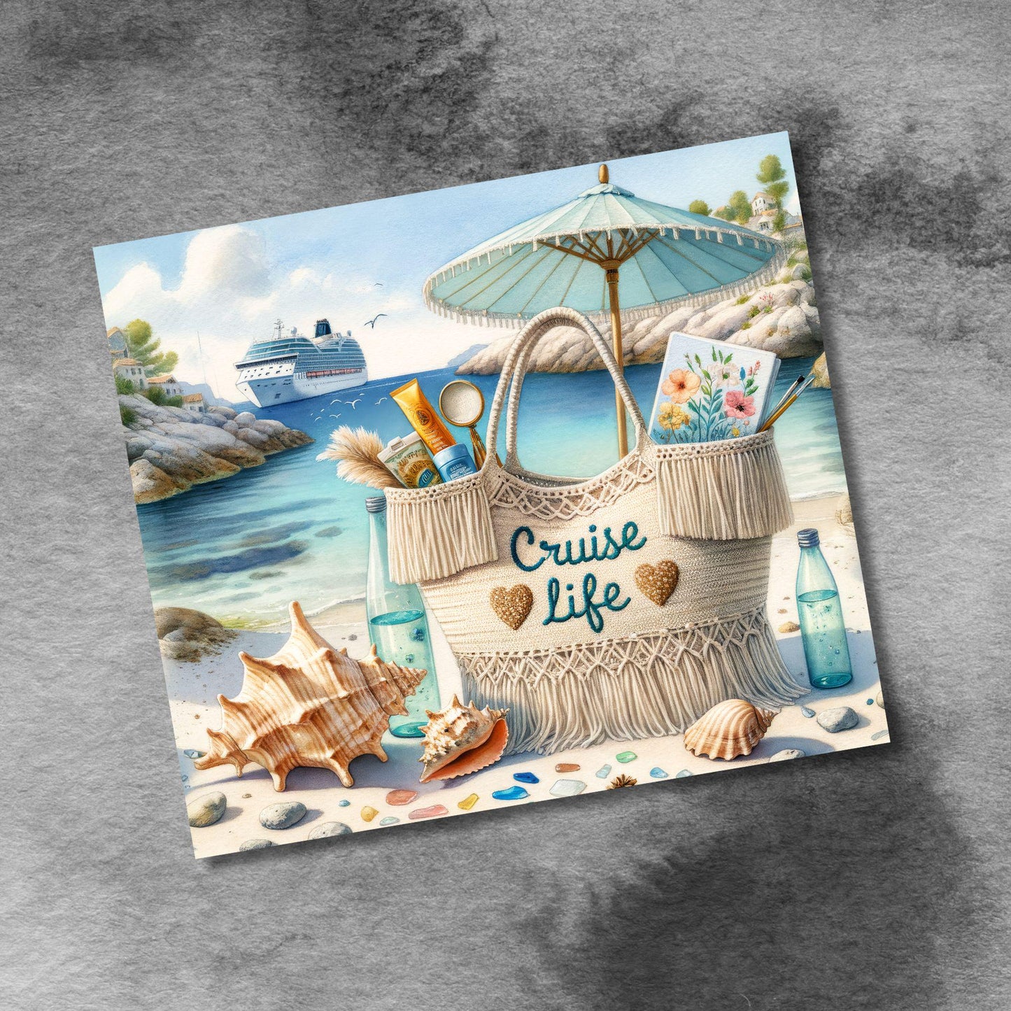 Cruise Time Tumbler Wrap, 20 oz Skinny Tumbler Wrap, Caribbean Cruise Life Vacation Sublimation Design, Seamless Wrap, Digital Download