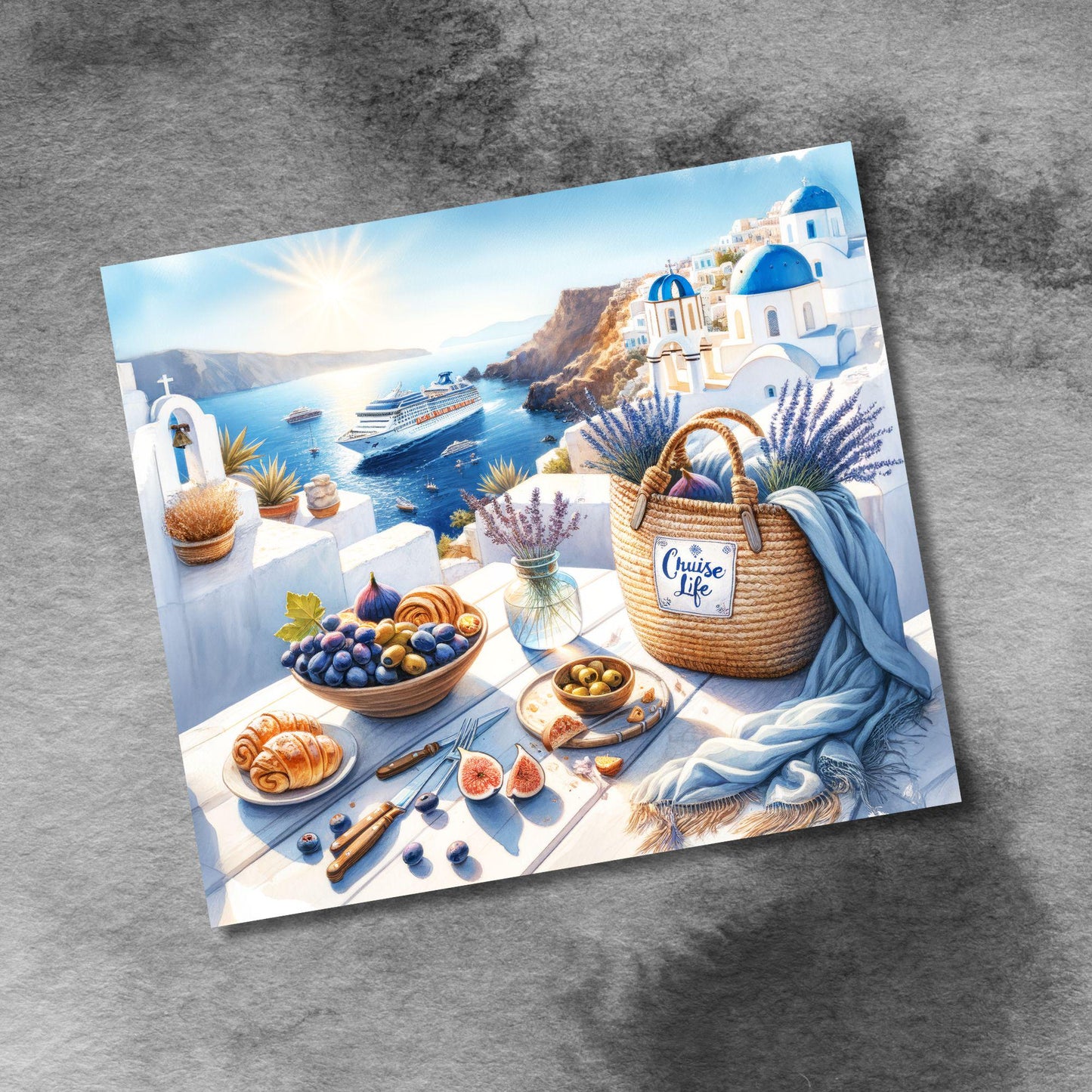 Cruise Time Tumbler Wrap, 20 oz Skinny Tumbler Wrap Mediterranean Cruise Life Vacation Sublimation Design, Seamless Wrap, Digital Download