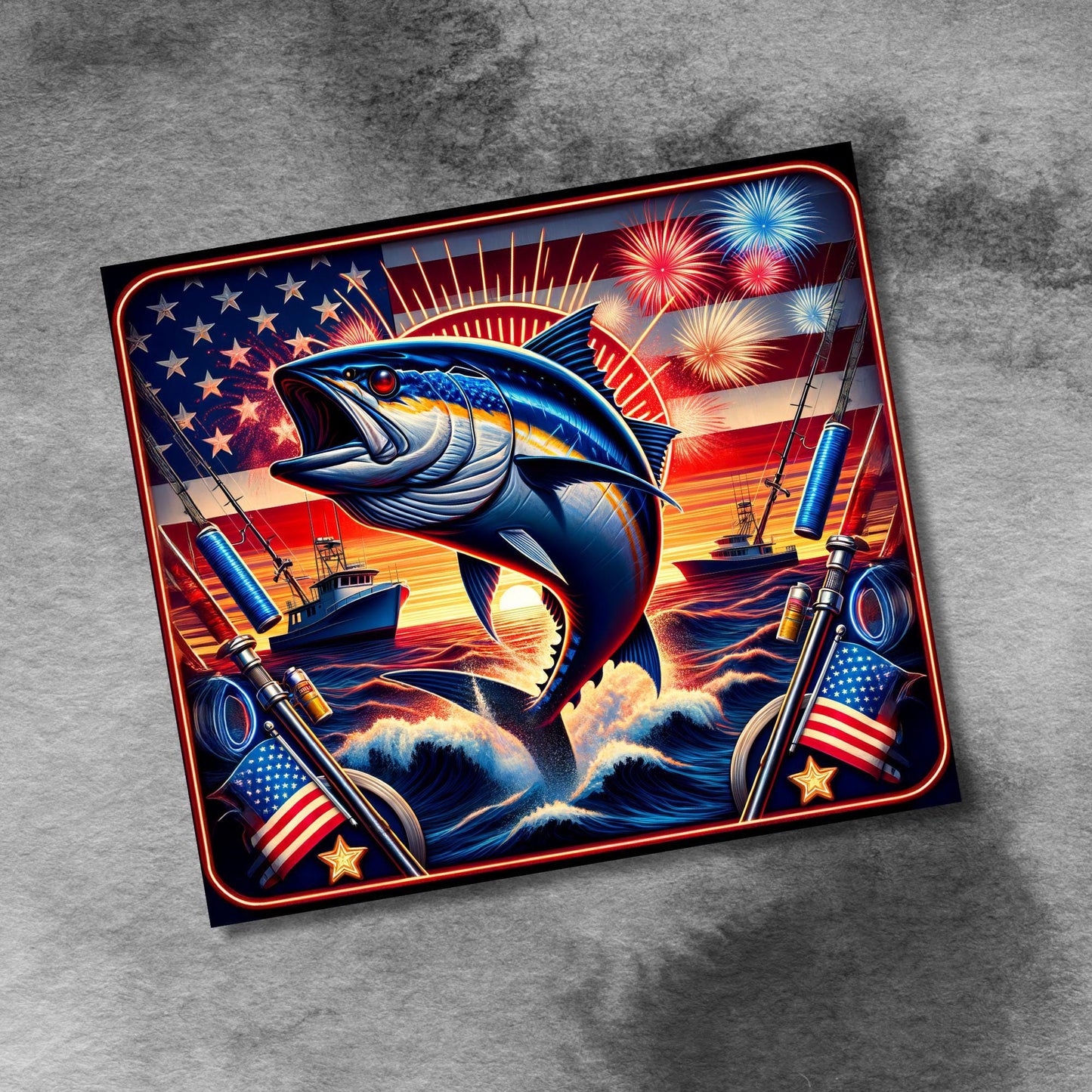 Saltwater Fishing Tumbler Wrap 20 oz Skinny Seamless Sublimation Design Template, Fisherman Deep Sea Fishing, Gift For Him Digital Download