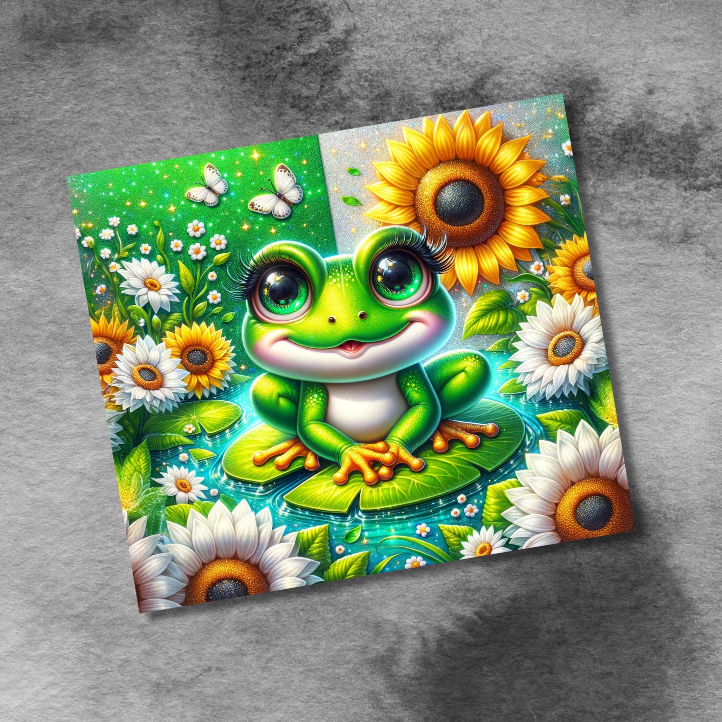 Cute Frog 20 oz Skinny Tumbler Wrap, Sunflower 20oz Seamless Digital Digital Download
