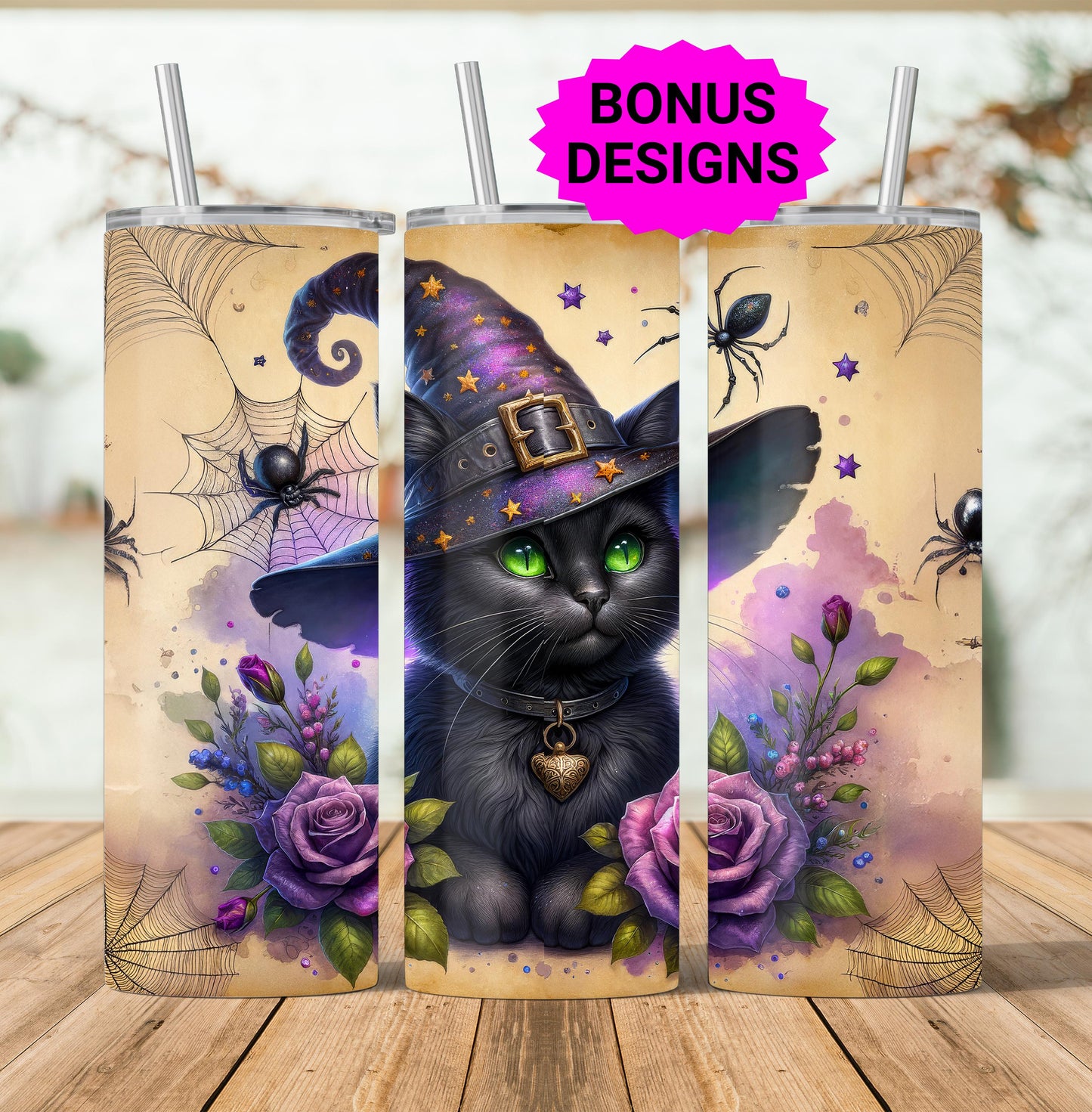 Cute Halloween Cat Purple Vintage 20 oz Skinny Tumbler PNG Sublimation Design, Seamless Tumbler Wrap, Digital Download