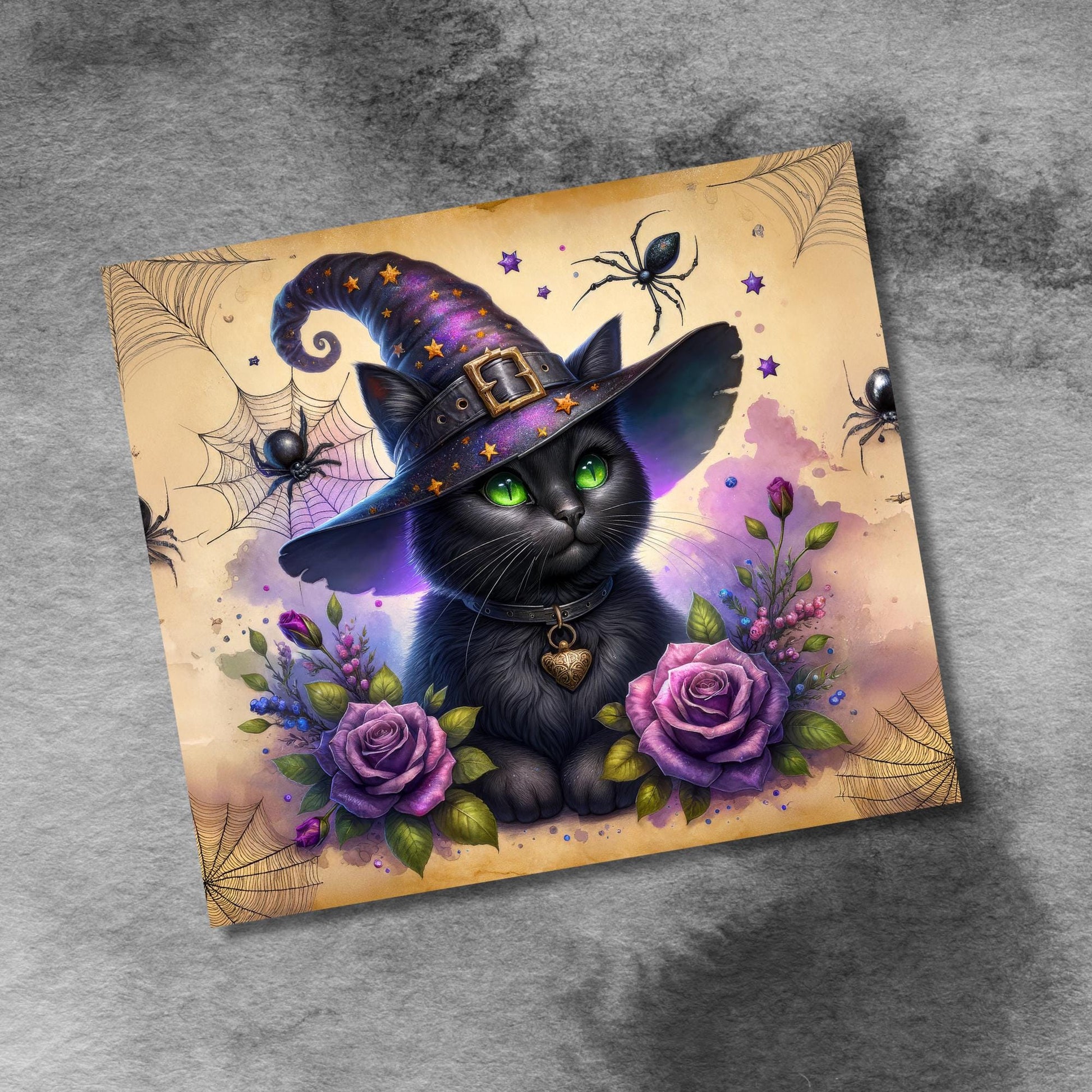 Cute Halloween Cat Purple Vintage 20 oz Skinny Tumbler PNG Sublimation Design, Seamless Tumbler Wrap, Digital Download