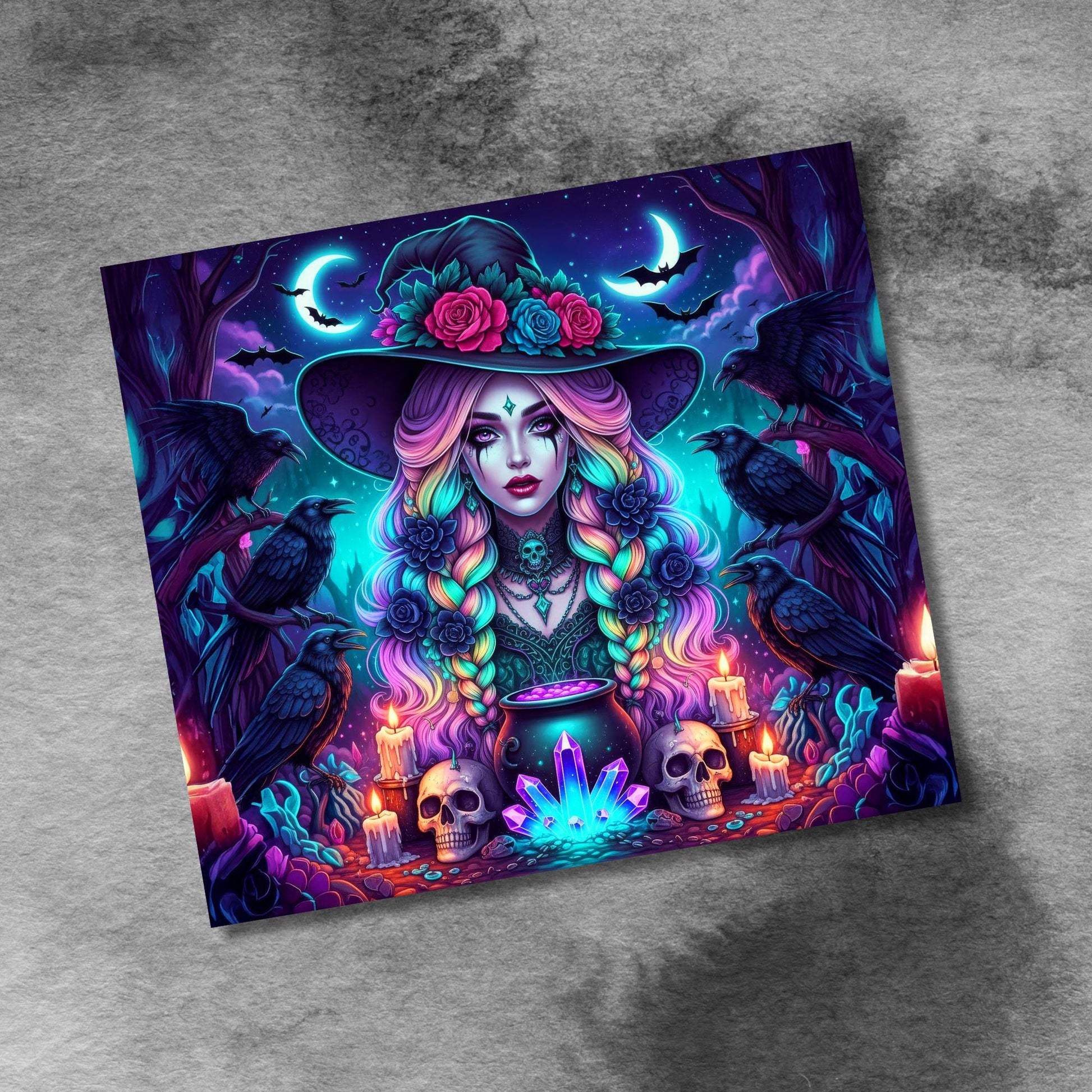 Witch Tumbler Wrap, 20 oz Skinny Tumbler Sublimation Design, Halloween Tumbler Wrap, Happy Halloween PNG, Cauldron Tumbler, Digital Download