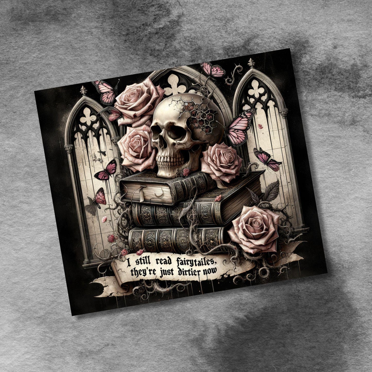 Romantasy Book Lover Sarcasm 20oz Skinny Tumbler Wrap PNG, 20 Oz Tumbler png, Gothic Fantasy Book Tumbler PNG Design Digital Download