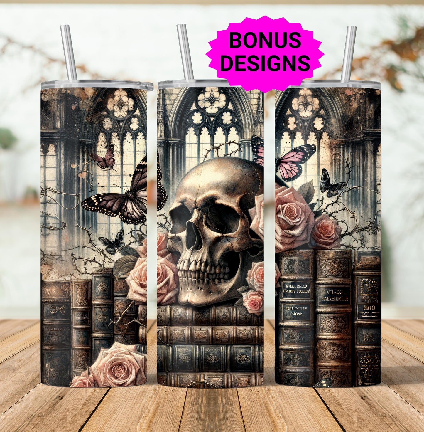 Romantasy Book Lover 20oz Skinny Tumbler Wrap PNG, Dark Romance 20 Oz Tumbler png, Gothic Fantasy Book Tumbler PNG Design Digital Download