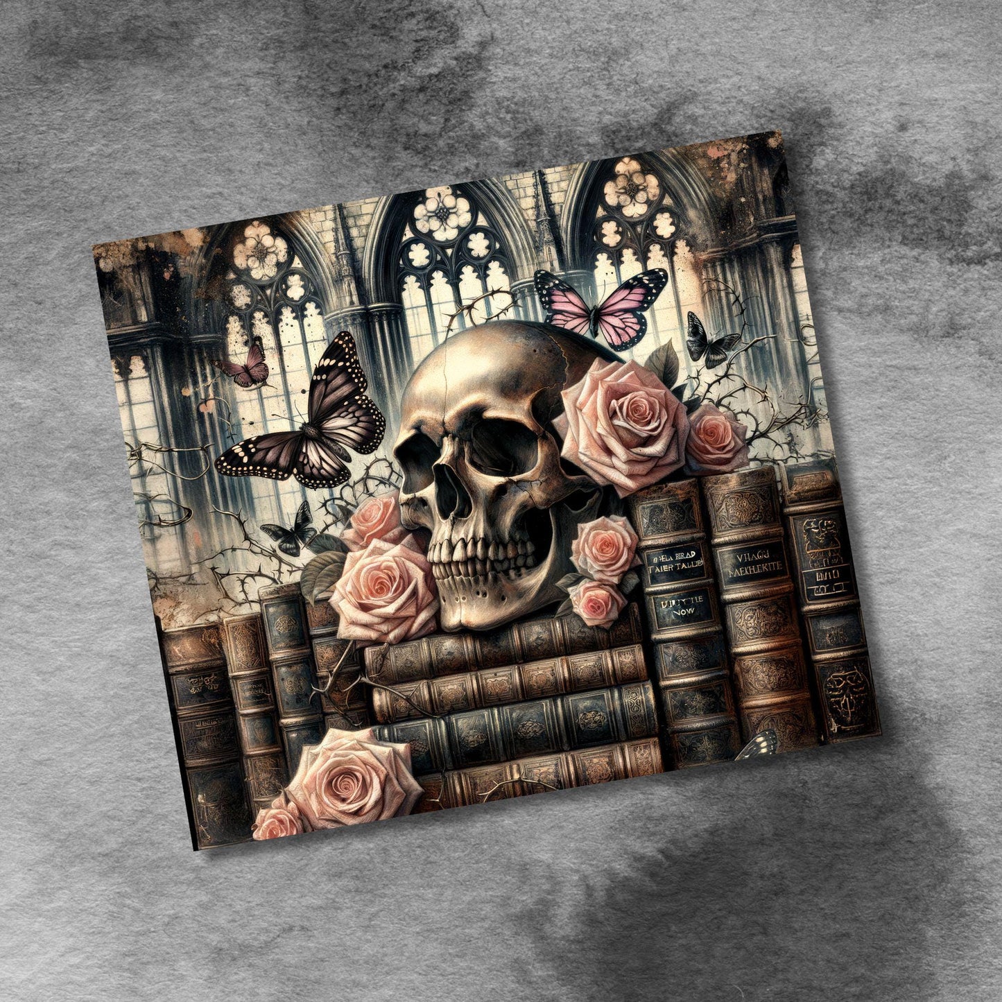 Romantasy Book Lover 20oz Skinny Tumbler Wrap PNG, Dark Romance 20 Oz Tumbler png, Gothic Fantasy Book Tumbler PNG Design Digital Download