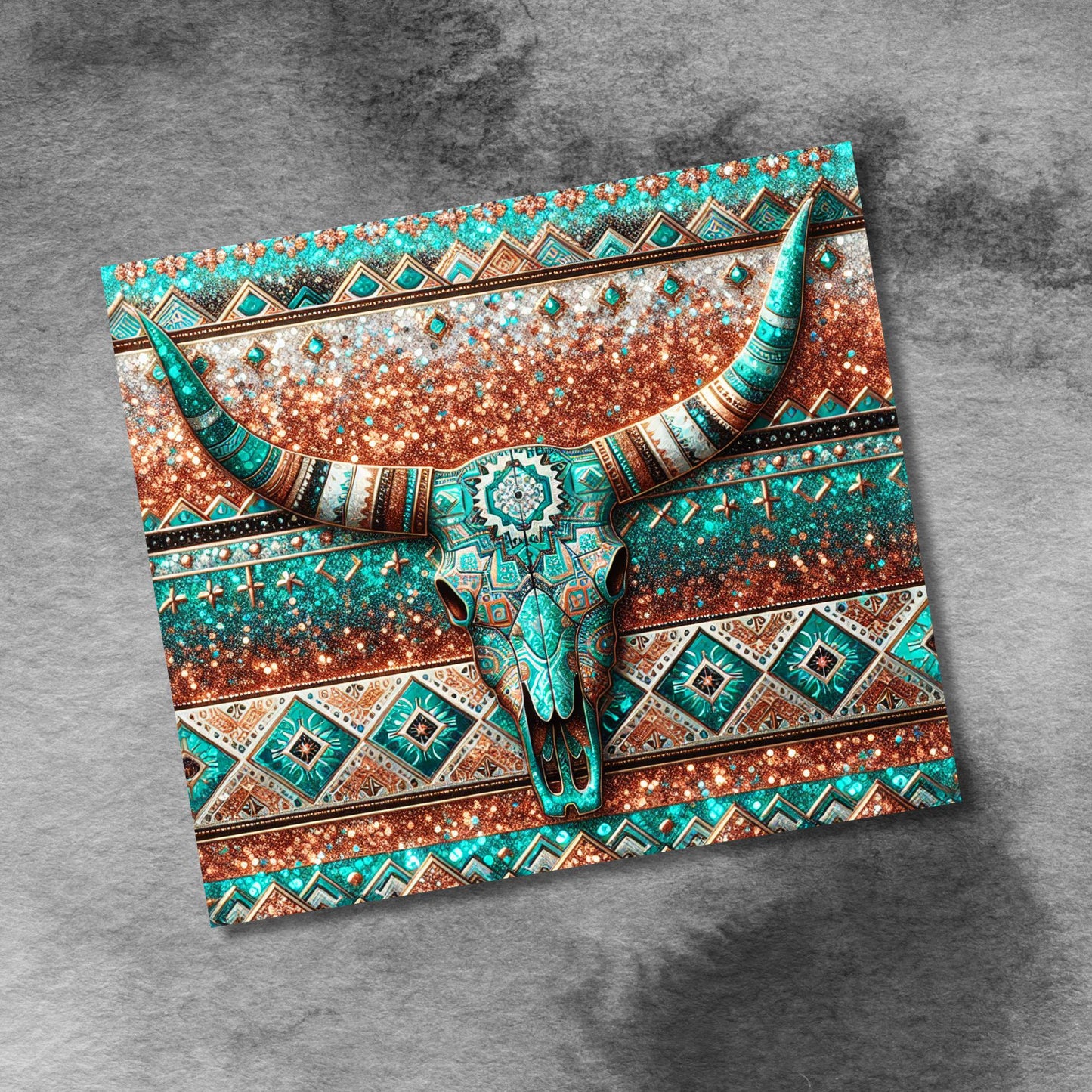 Western Cowgirl Glitter Bull Cow Skull 20oz Tumbler Sublimation Design,Straight PNG Digital Download Country Sublimation 20 oz Tumbler Wrap