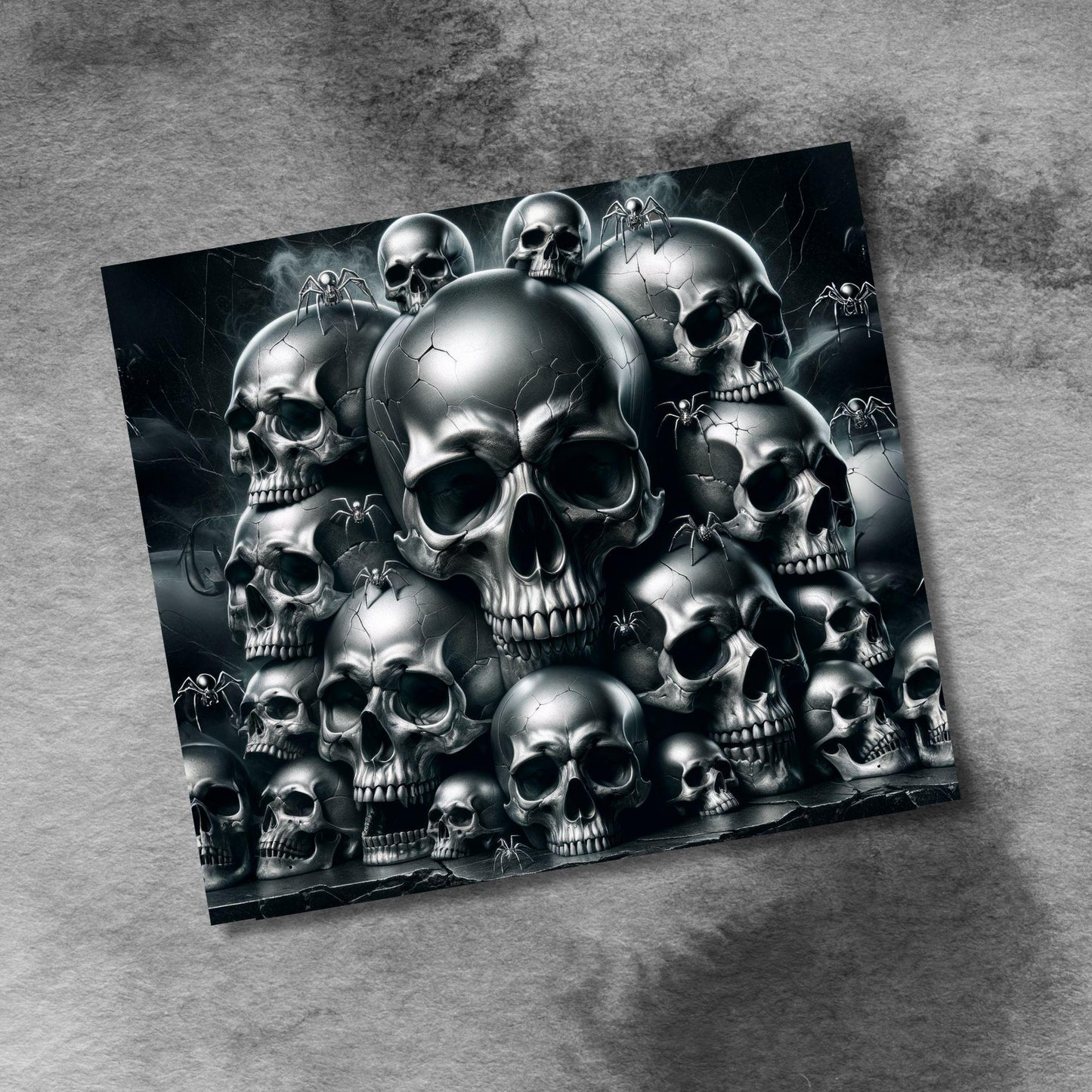 Gothic Skull Spiders Tumbler Wrap, 20oz Skinny Tumbler Png, Halloween Skulls Spiders Seamless, 20 oz Straight Tumbler Wrap