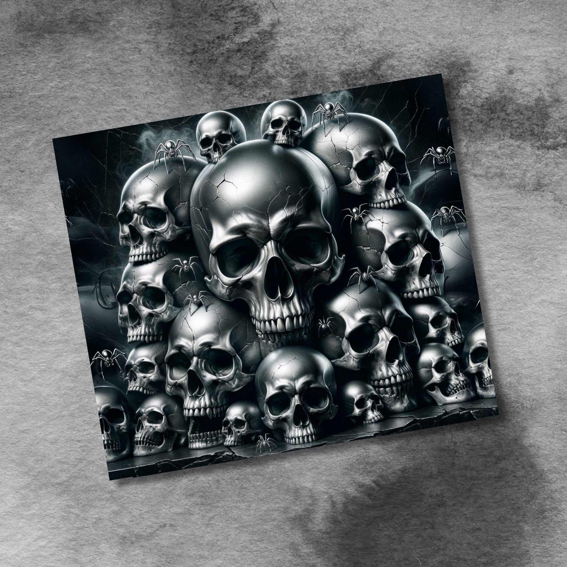 Gothic Skull Spiders Tumbler Wrap, 20oz Skinny Tumbler Png, Halloween Skulls Spiders Seamless, 20 oz Straight Tumbler Wrap