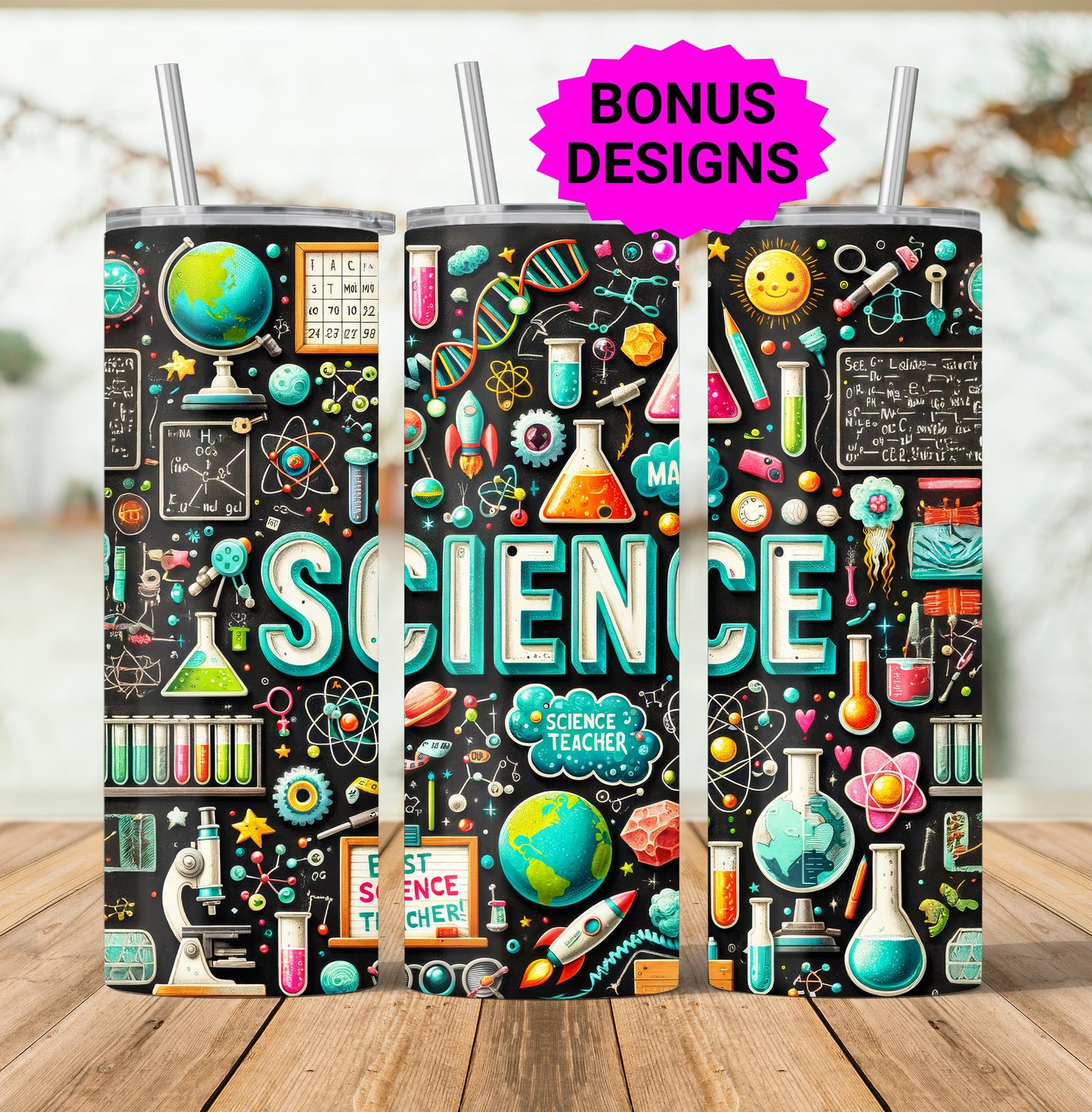 Teacher Life Tumbler Wrap, School Teaching Science 20 oz Skinny Tumbler Seamless Sublimation Design Digital Download PNG, Tumbler Wrap