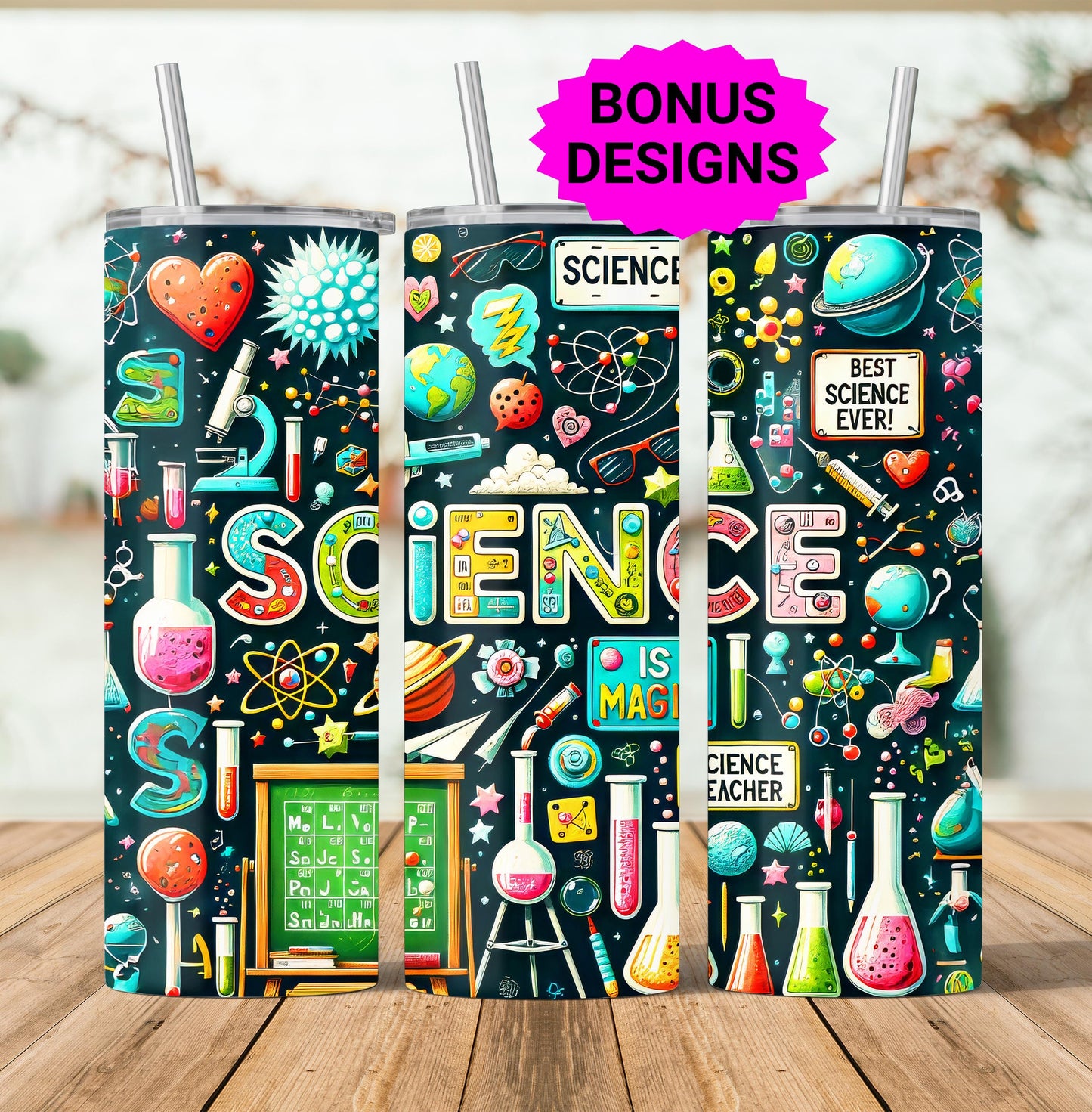 Teacher Life Tumbler Wrap, School Teaching Science 20 oz Skinny Tumbler Seamless Sublimation Design Digital Download PNG, Tumbler Wrap