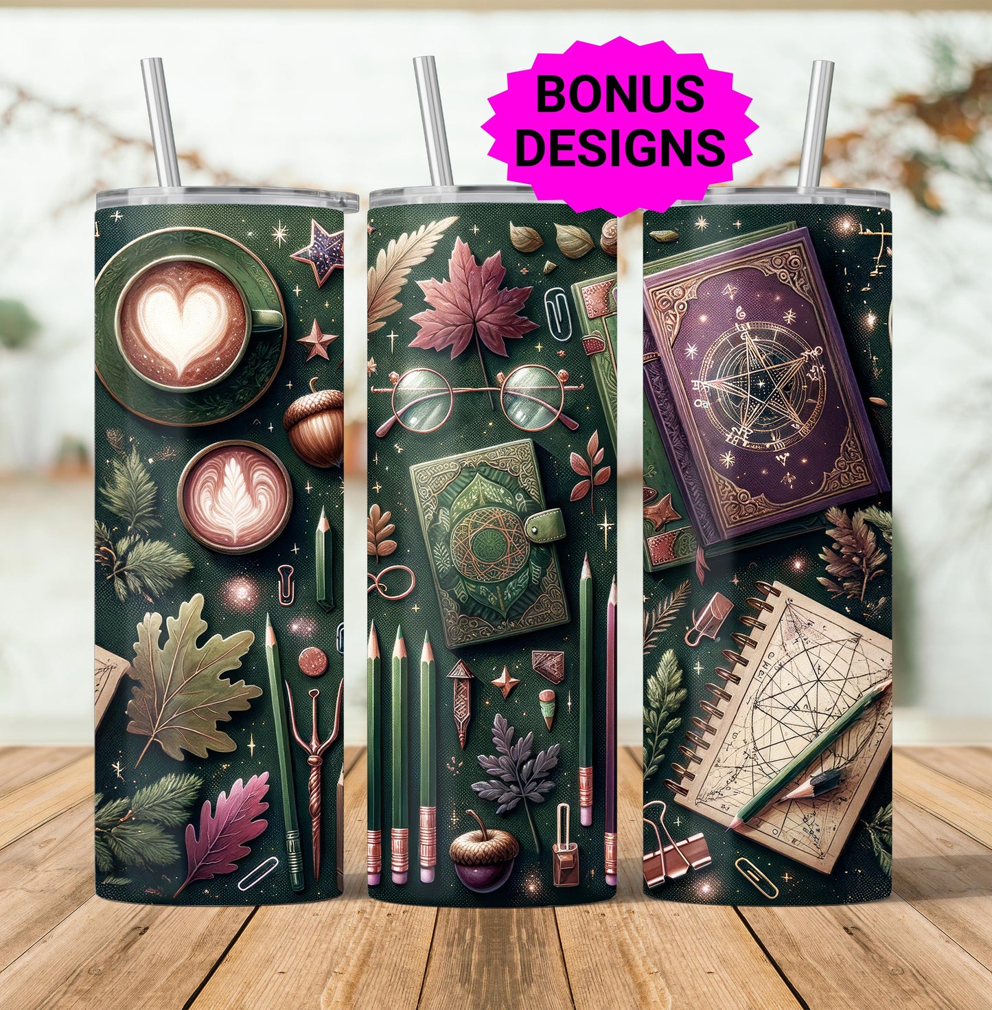 Cute Teacher 20oz Tumbler Wrap, Enchanted Magical Forest Teacher 20 oz Seamless Skinny Sublimation Design Educators Digital Download PNG