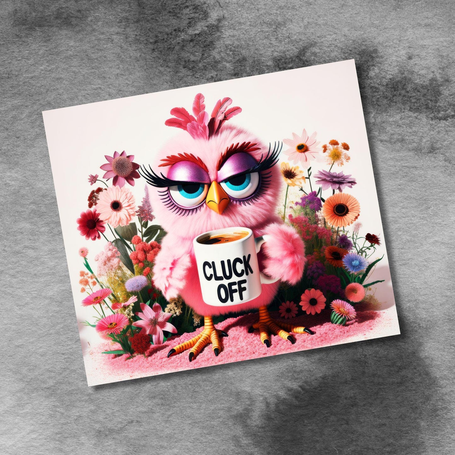 Chicken Sarcasm "Cluck Off" Spring Flowers Tumbler Wrap, 20oz Skinny Sublimation Tumbler Design, Chicken Life Lover 20 oz Seamless Tumbler