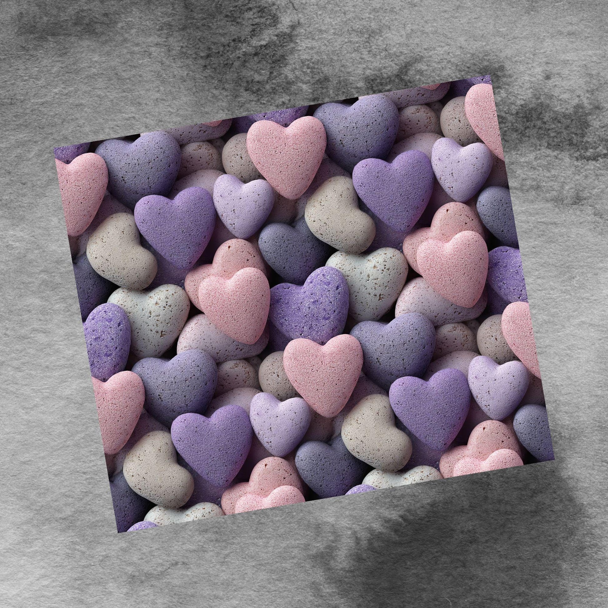 Valentines Hearts of Stone Pink Purple Colors 20oz Skinny Tumbler Seamless Sublimation Design Templates,Straight PNG Digital Download