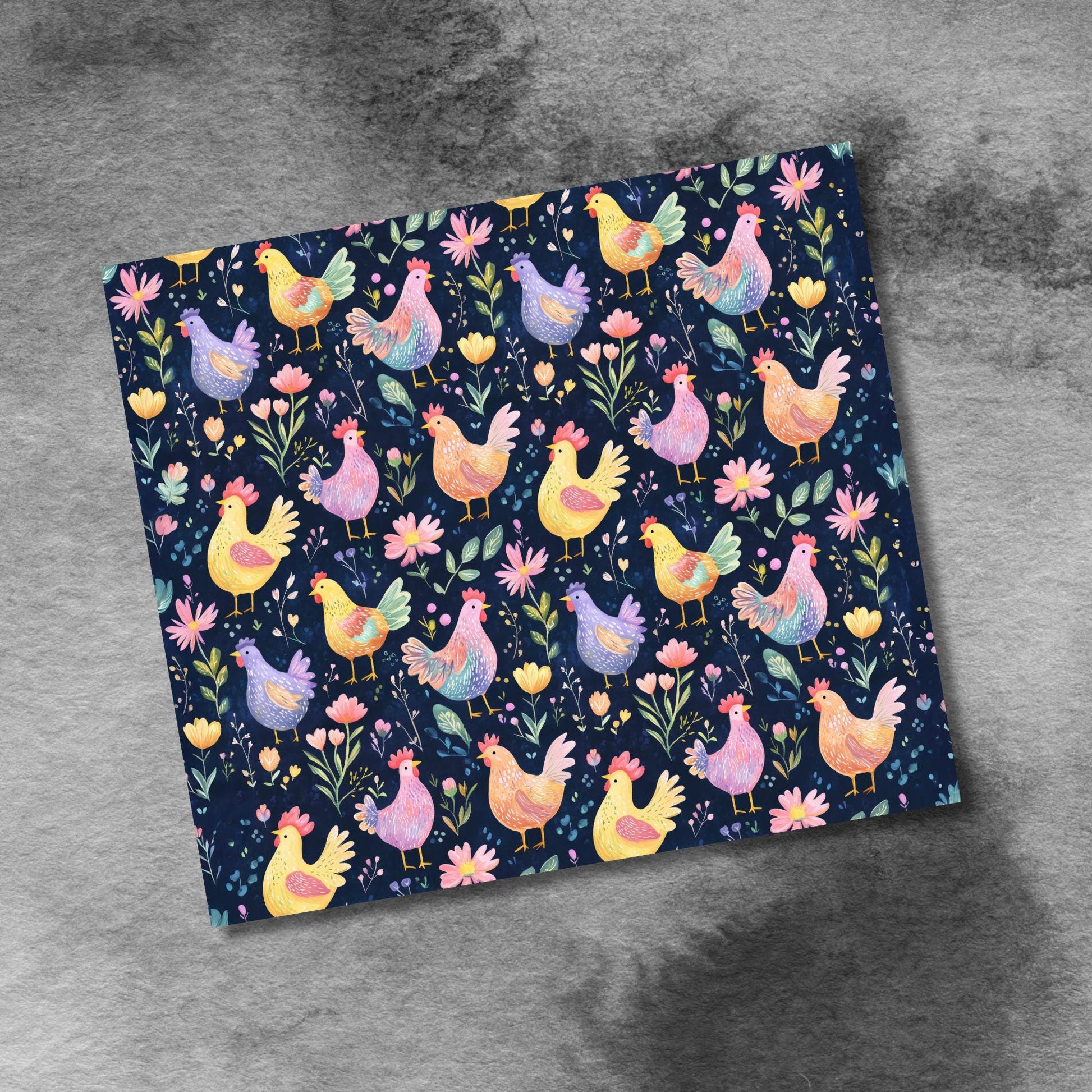 Cute Chicken Farm Flock 20oz Skinny Tumbler Seamless Sublimation Design Templates, Crazy Chickens 20 oz Straight PNG Digital Download