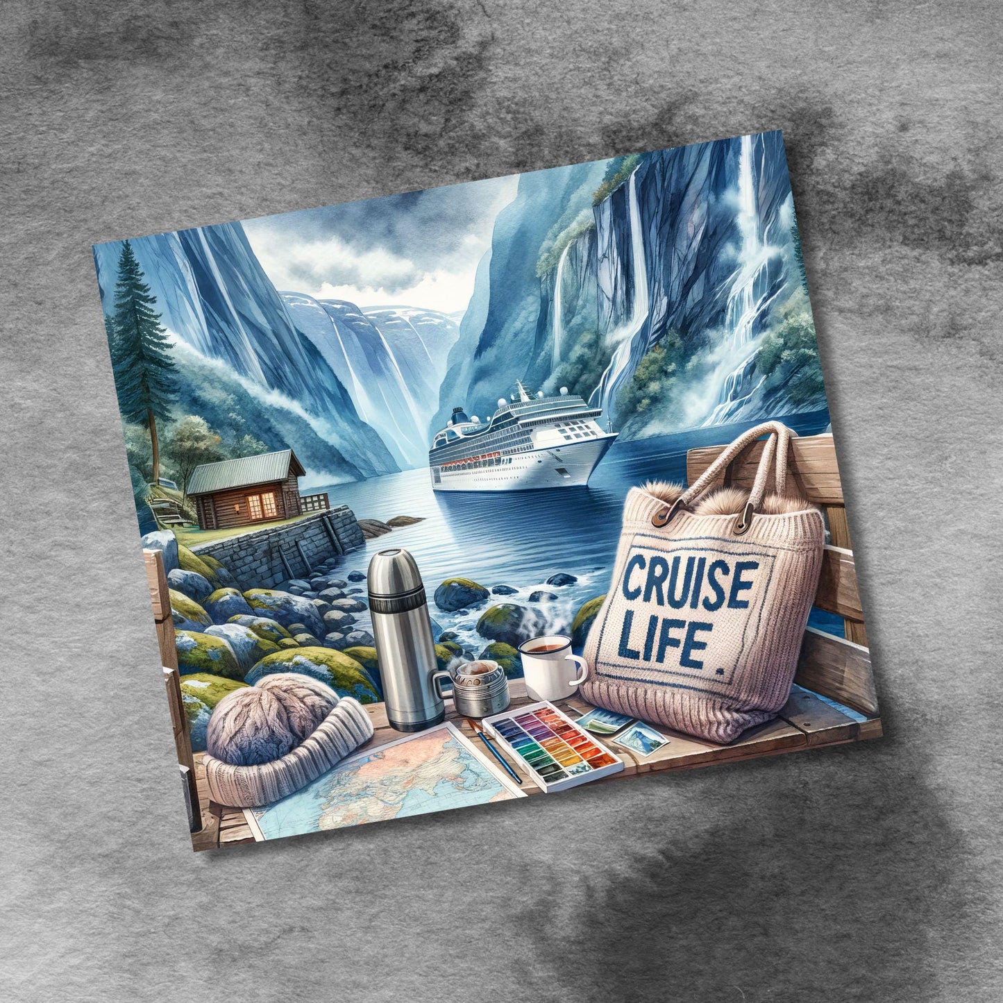 Cruise Time Tumbler Wrap, 20 oz Skinny Tumbler Wrap Norway Nature Cruise Life Vacation Sublimation Design, Seamless Wrap, Digital Download