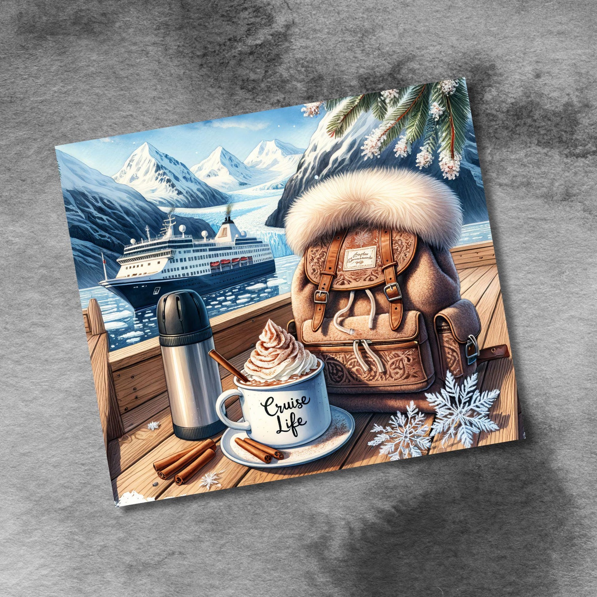 Cruise Time Tumbler Wrap, 20 oz Skinny Tumbler Wrap Alaska Nature Cruise Life Vacation Sublimation Design, Seamless Wrap, Digital Download