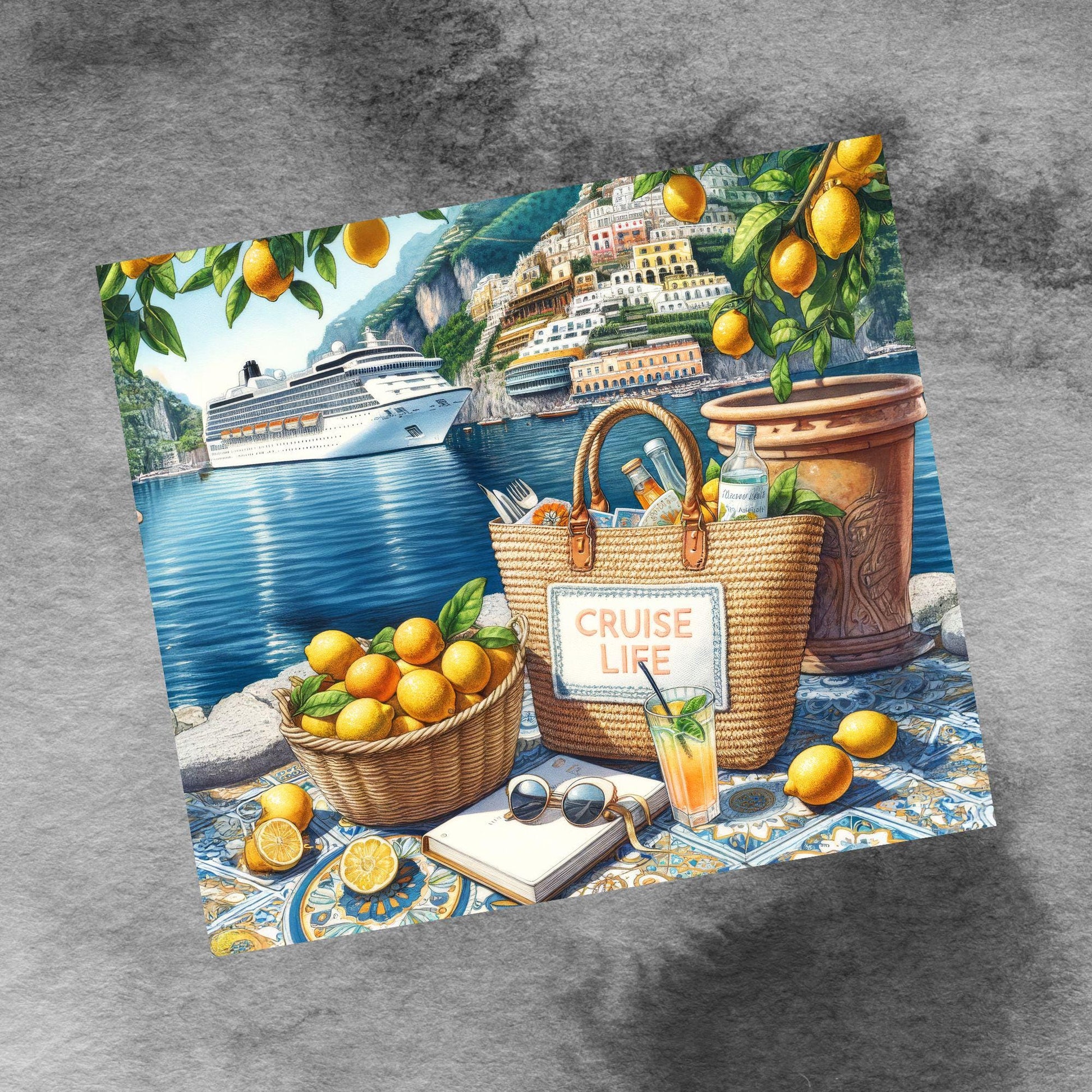 Cruise Time Tumbler Wrap, 20 oz Skinny Tumbler Wrap Mediterranean Cruise Life Vacation Sublimation Design, Seamless Wrap, Digital Download